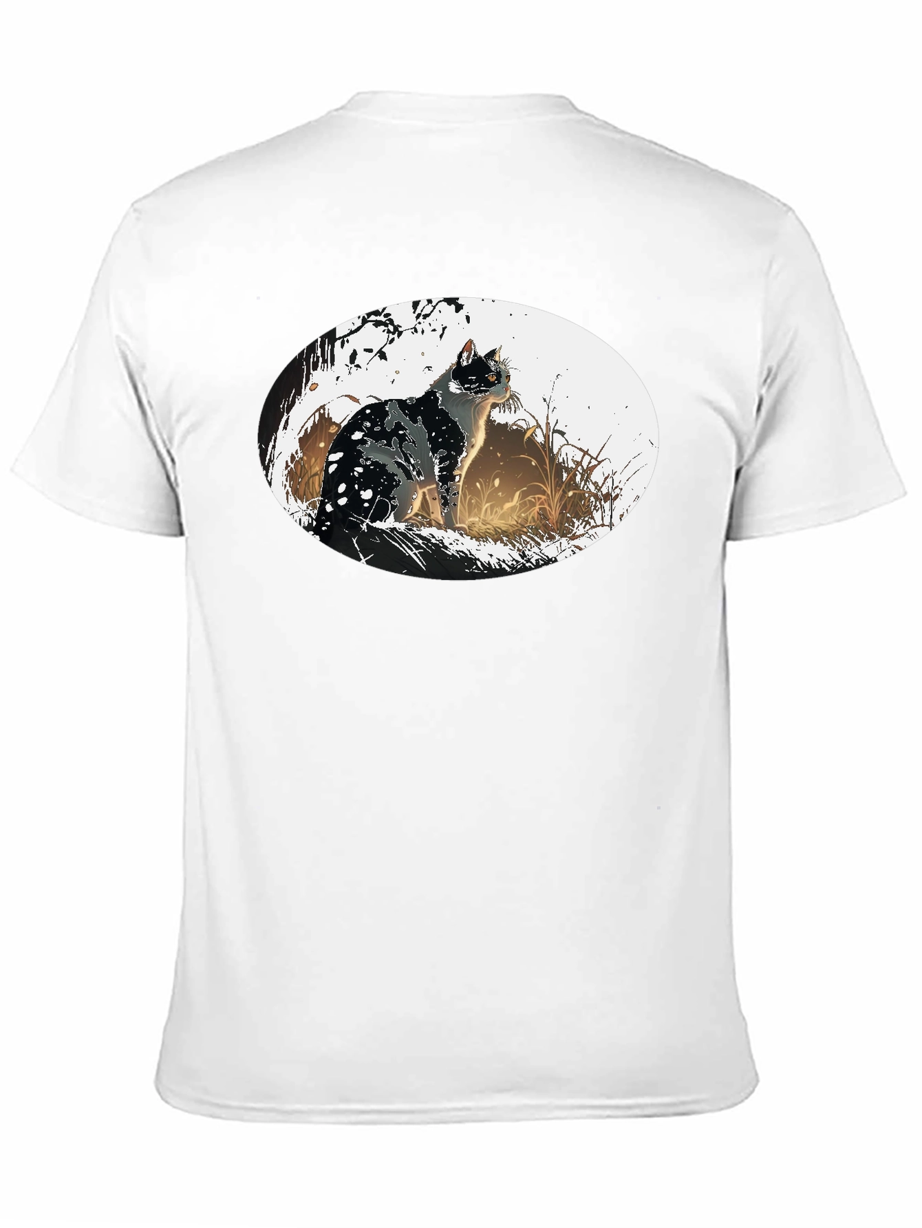 Black Cat Graphic Tee - Artistic Design