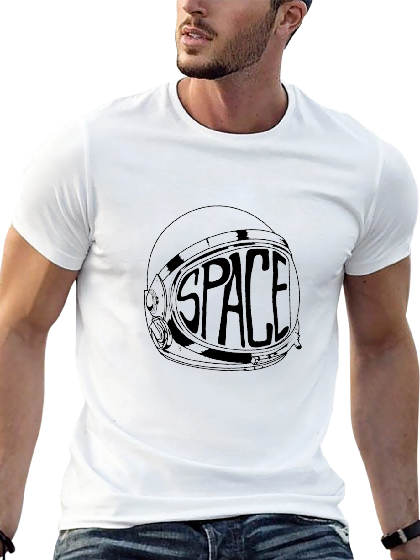 Space Helmet Graphic T-Shirt - Black