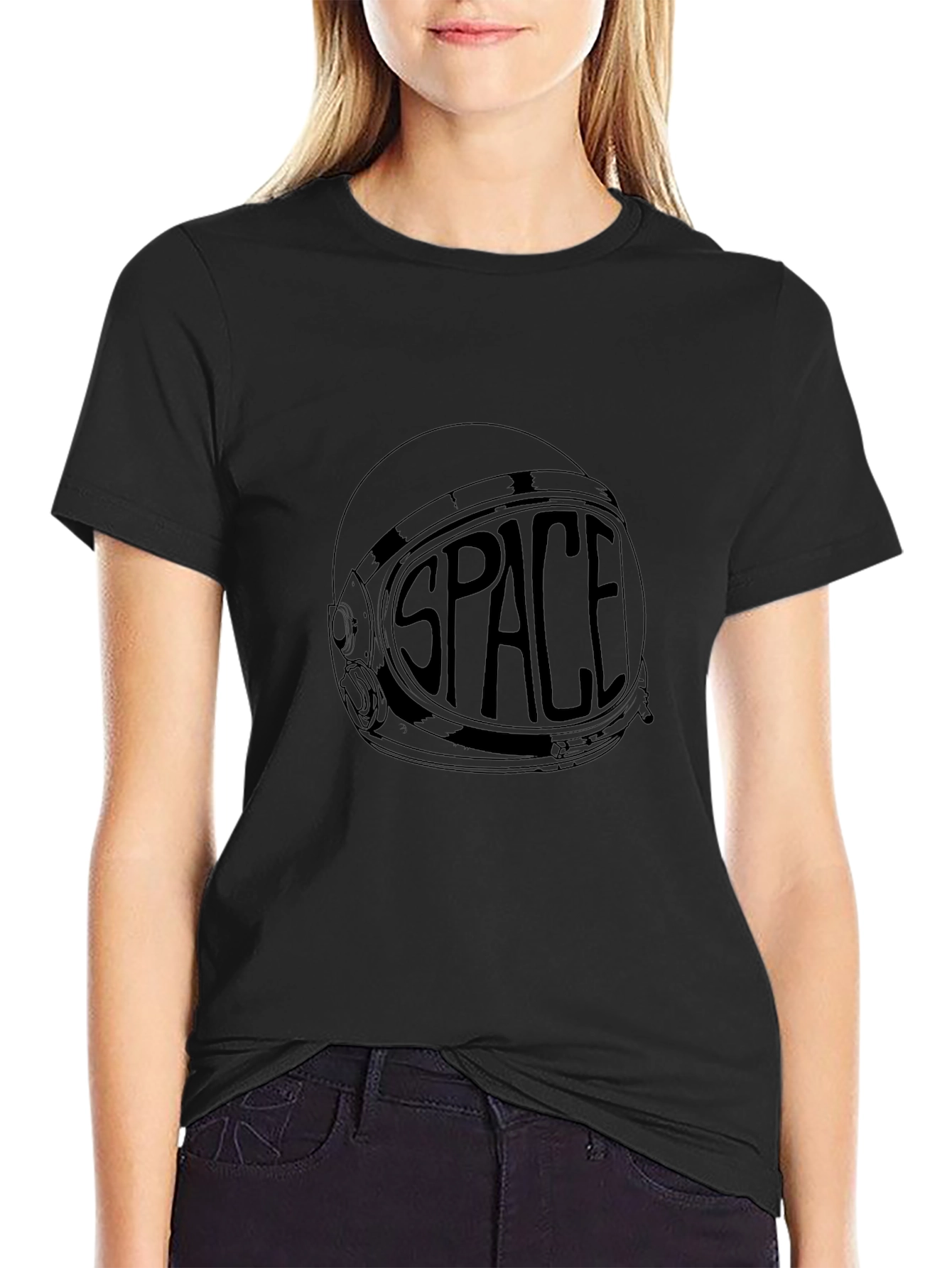 Space Helmet Graphic T-Shirt - Black