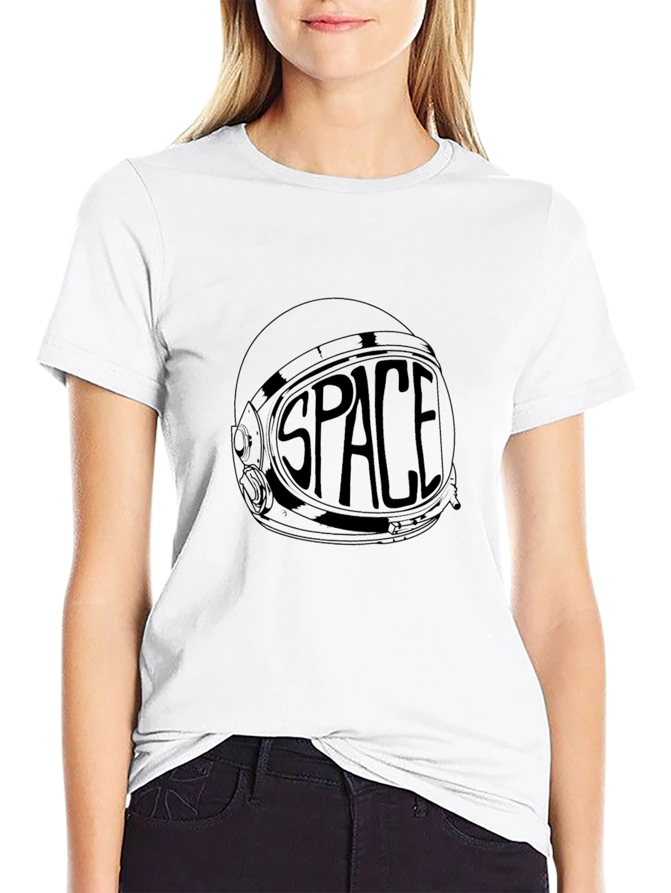 Space Helmet Graphic T-Shirt - Black
