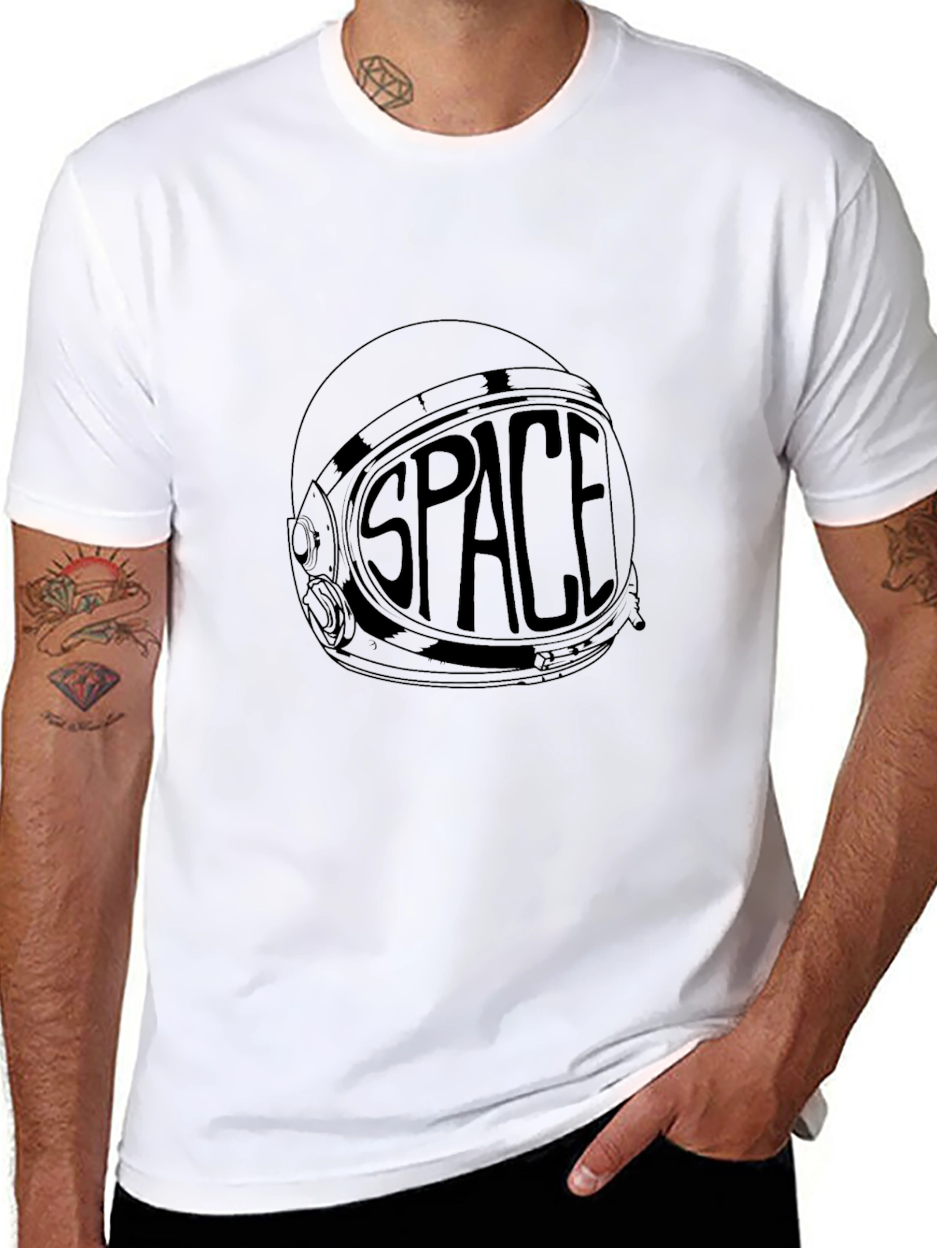 Space Helmet Graphic T-Shirt - Black
