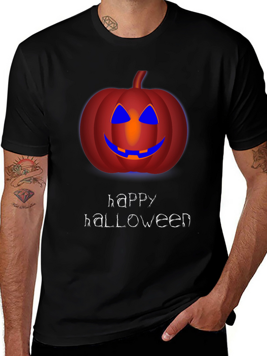 Happy Halloween Pumpkin Graphic Tee - Mens Black T-Shirt