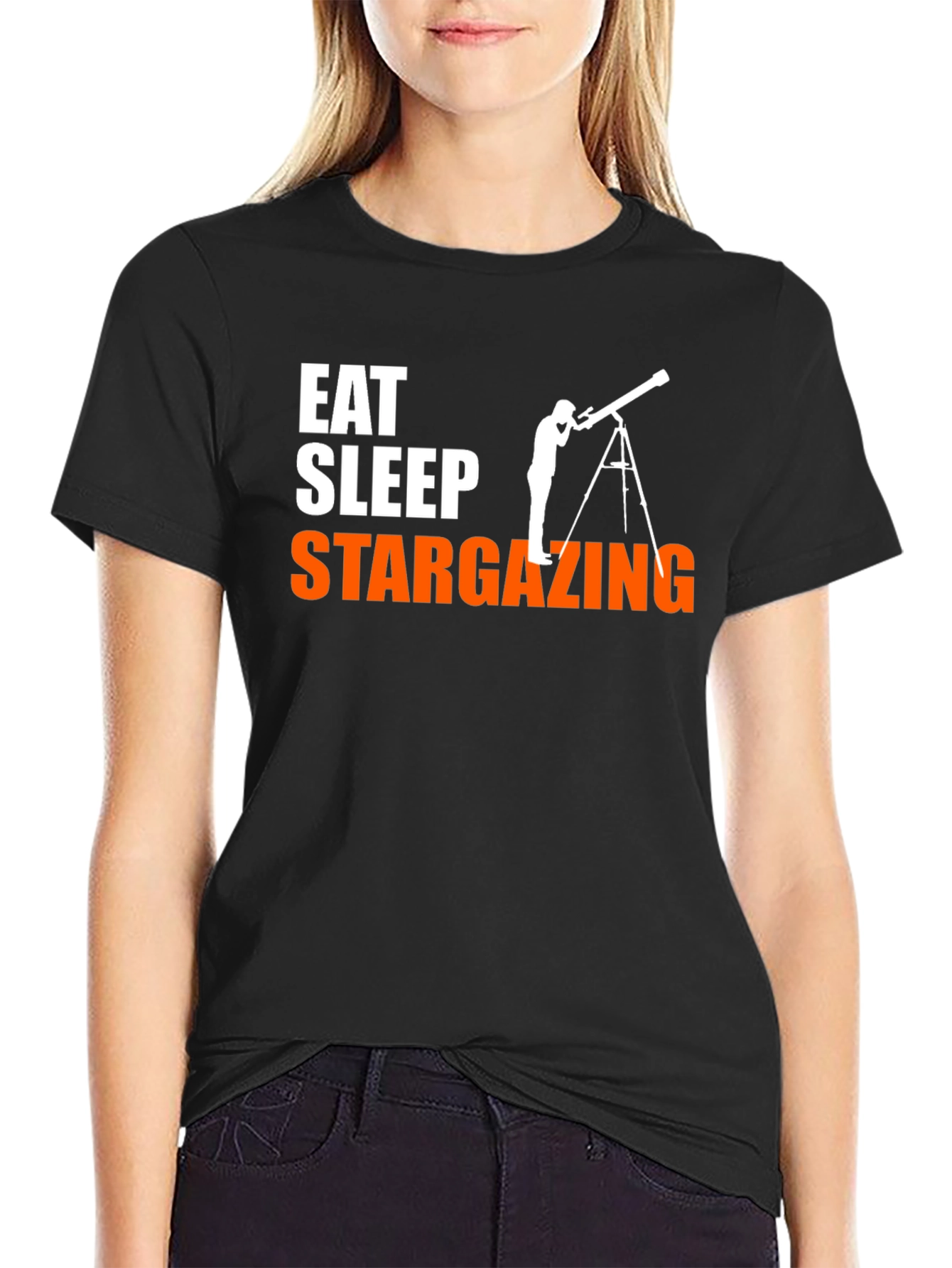 Eat Sleep Stargazing Black Graphic Tee
