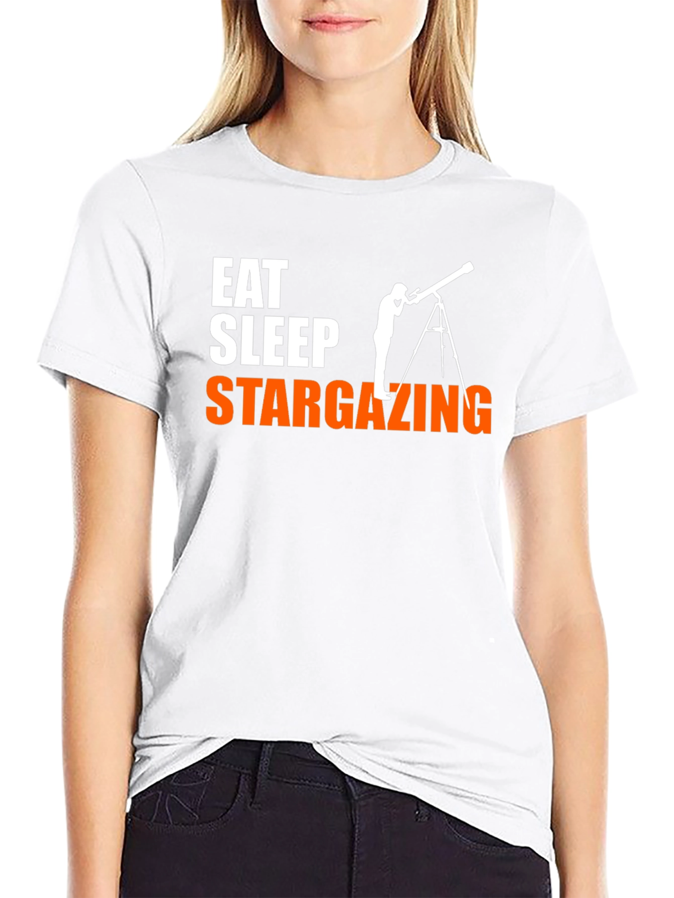 Eat Sleep Stargazing Black Graphic Tee