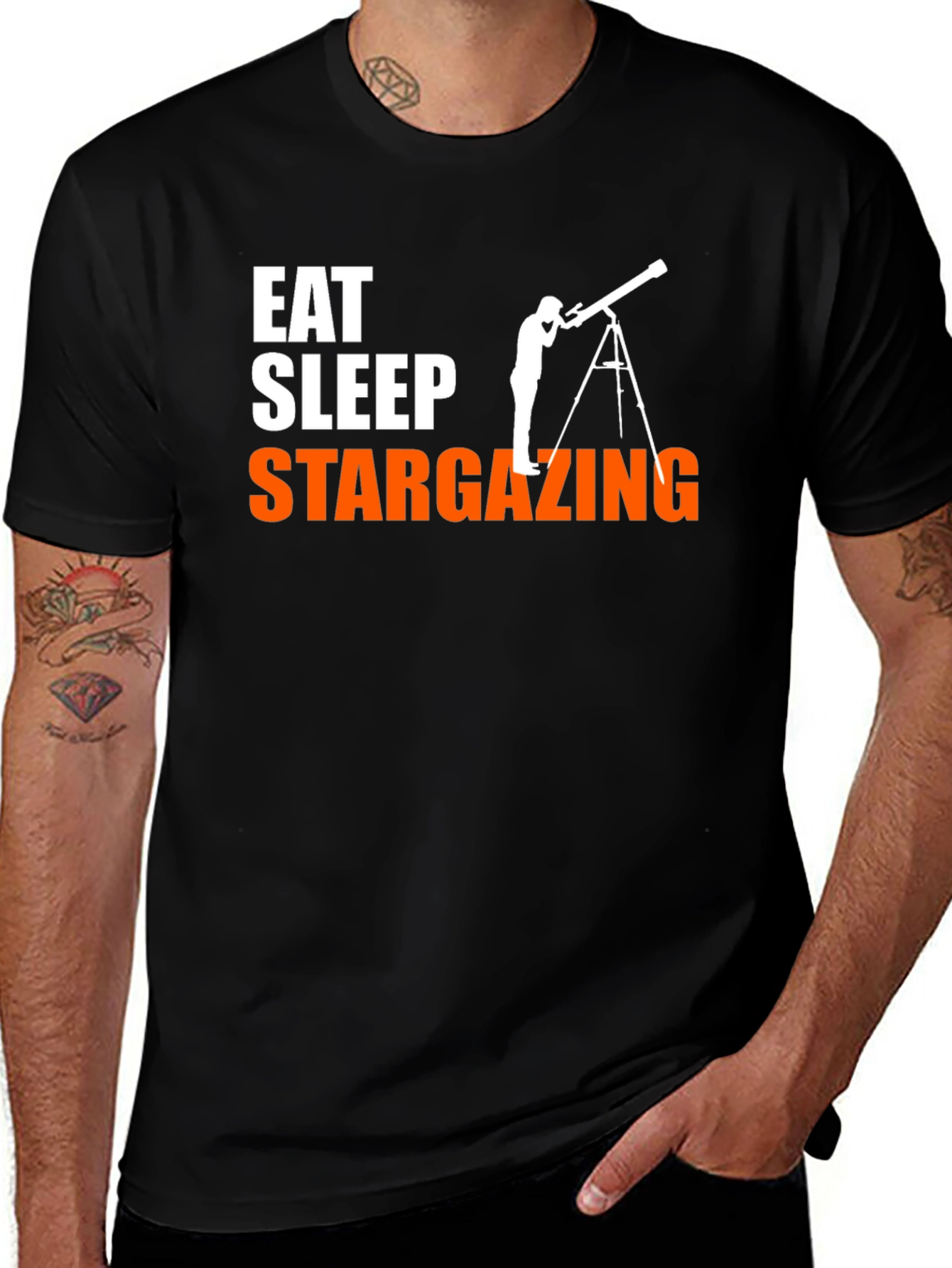 Eat Sleep Stargazing Black Graphic Tee