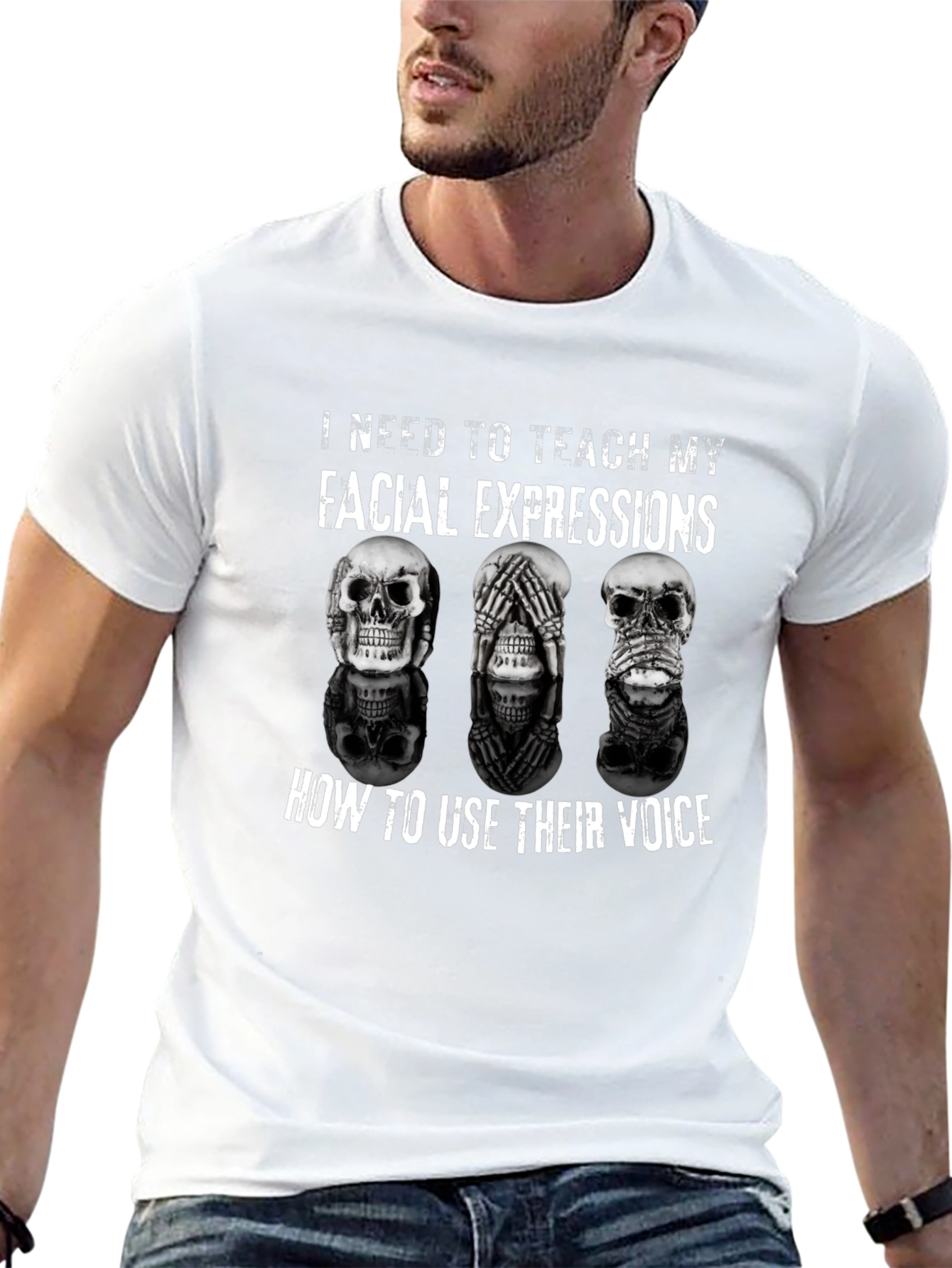 Skull Expression Graphic T-Shirt