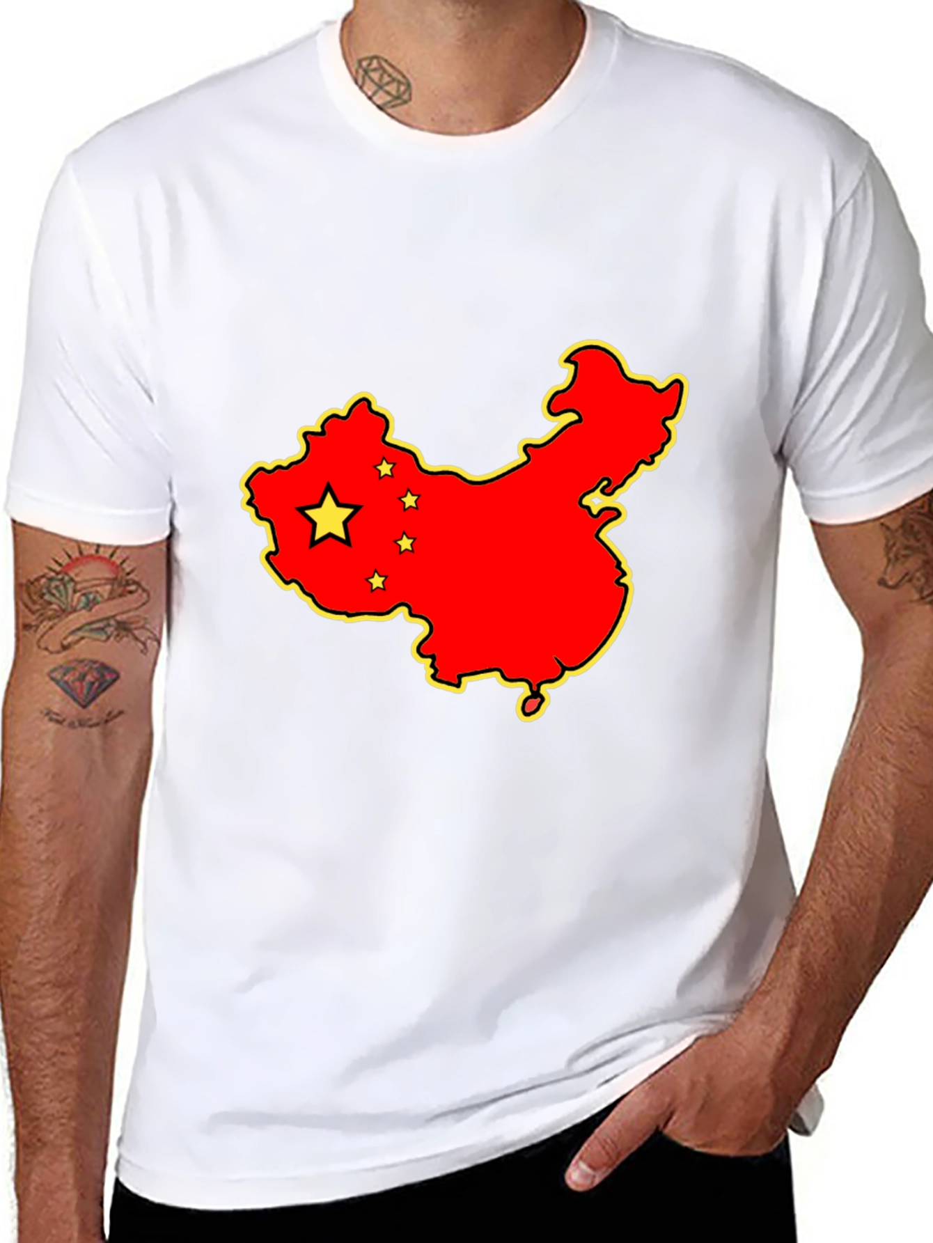China Map Graphic Tee - Black Cotton T-Shirt