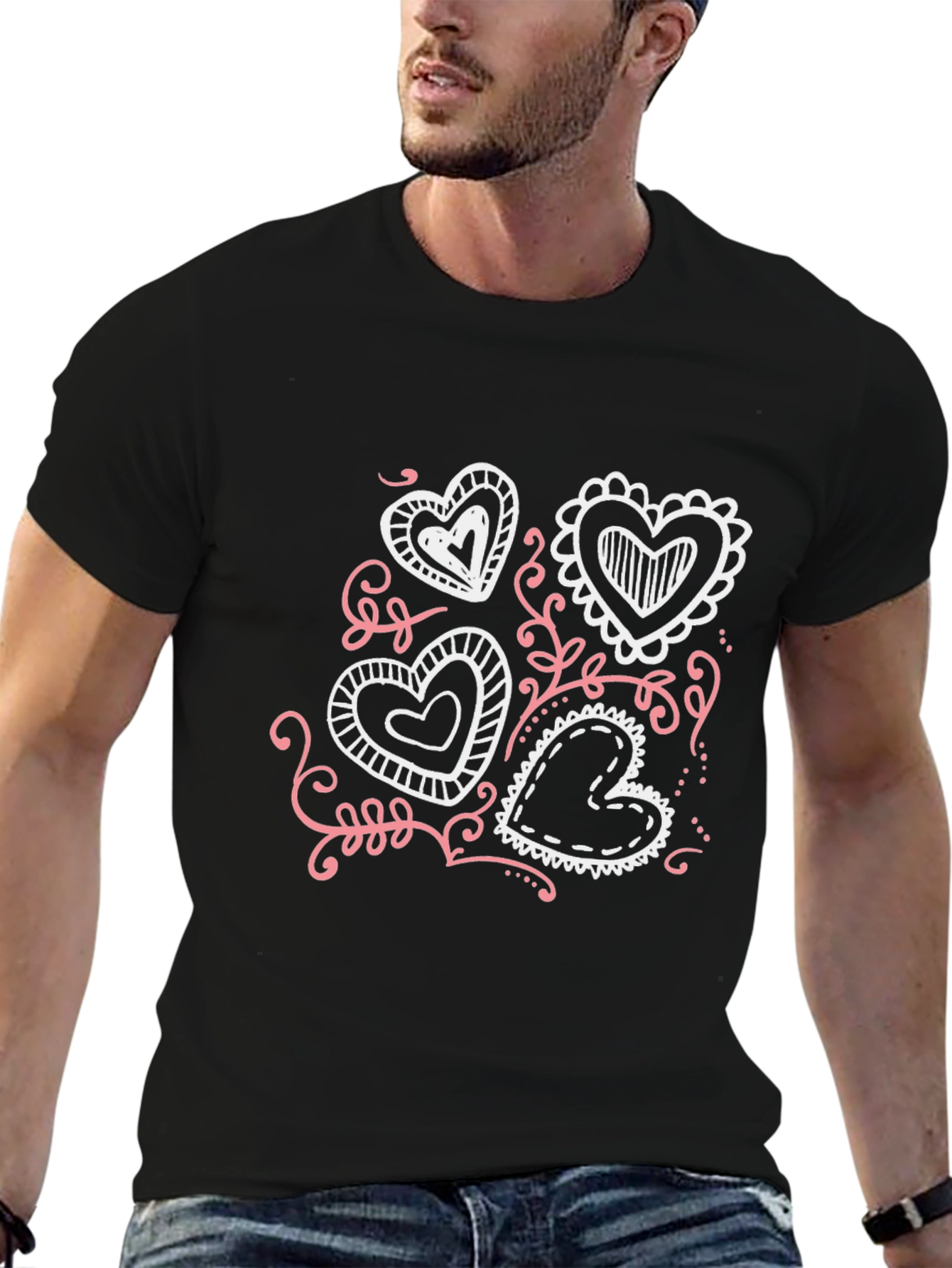 Heart Scribble Graphic Tee - Soft Cotton Blend
