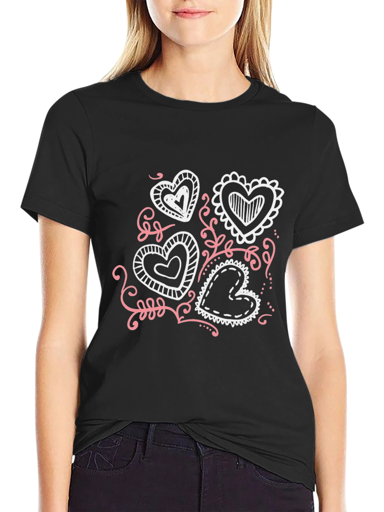 Heart Scribble Graphic Tee - Soft Cotton Blend
