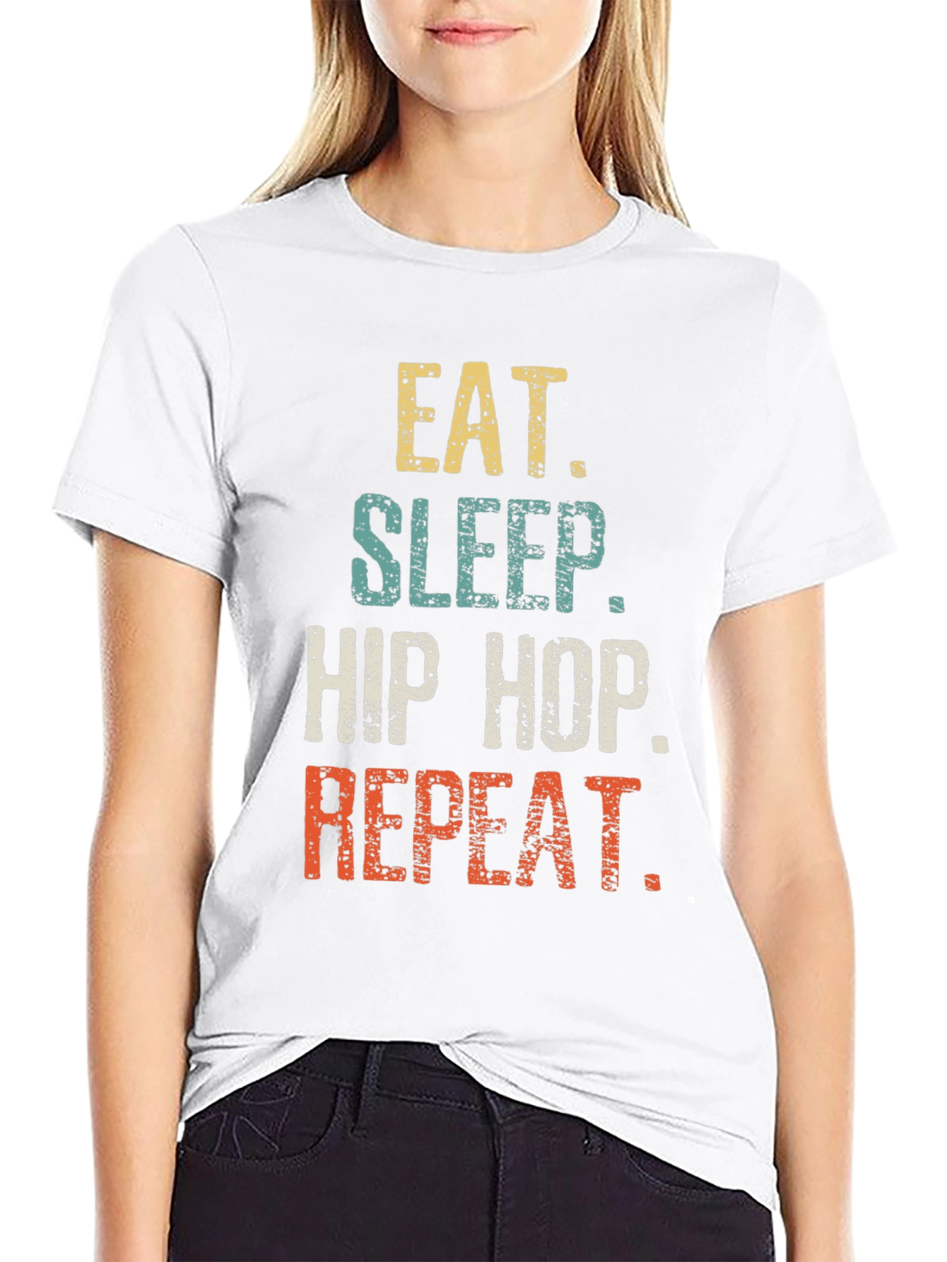 Eat Sleep Hip Hop Repeat Black Graphic Tee