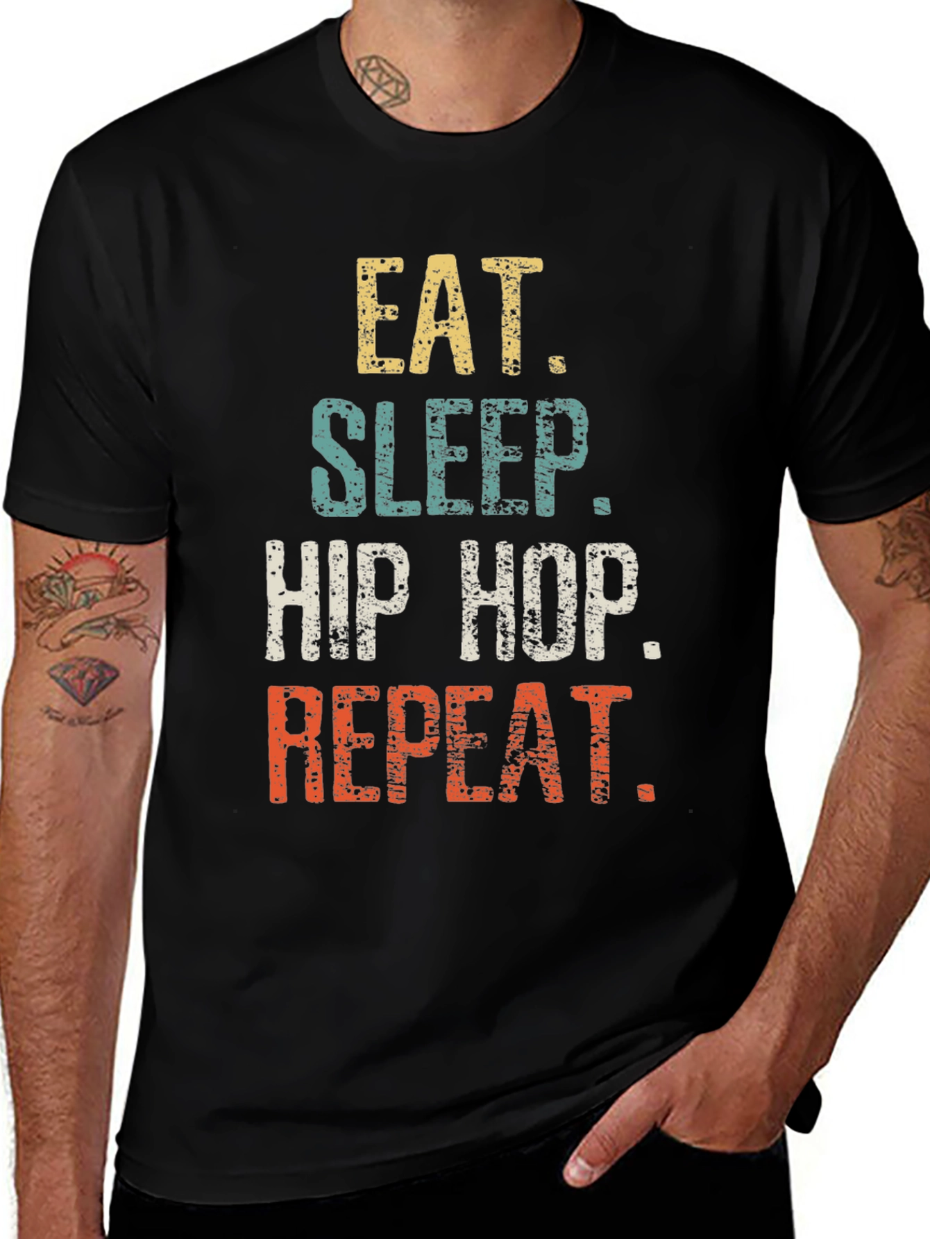 Eat Sleep Hip Hop Repeat Black Graphic Tee