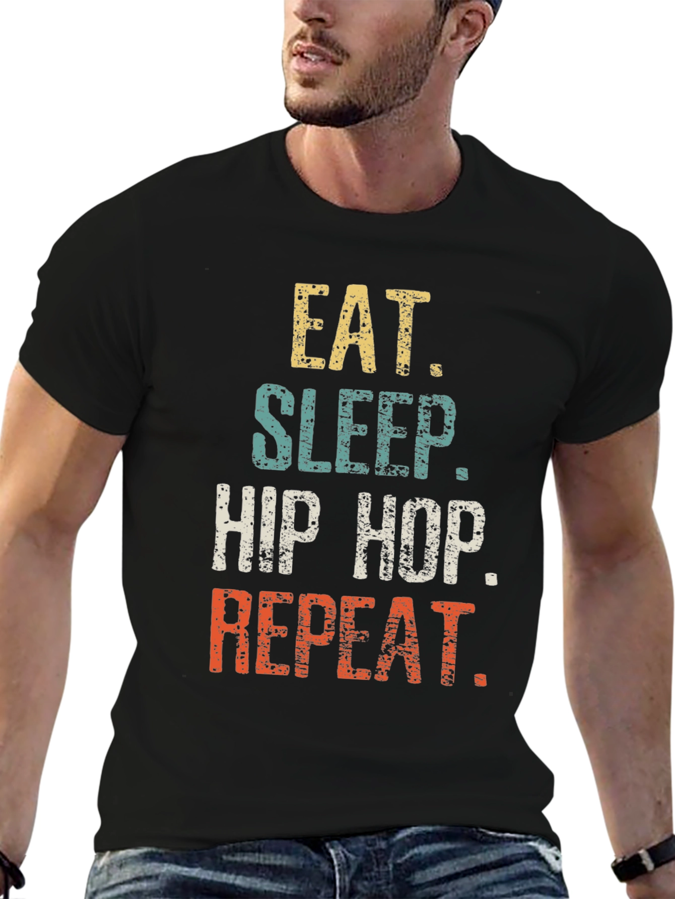 Eat Sleep Hip Hop Repeat Black Graphic Tee