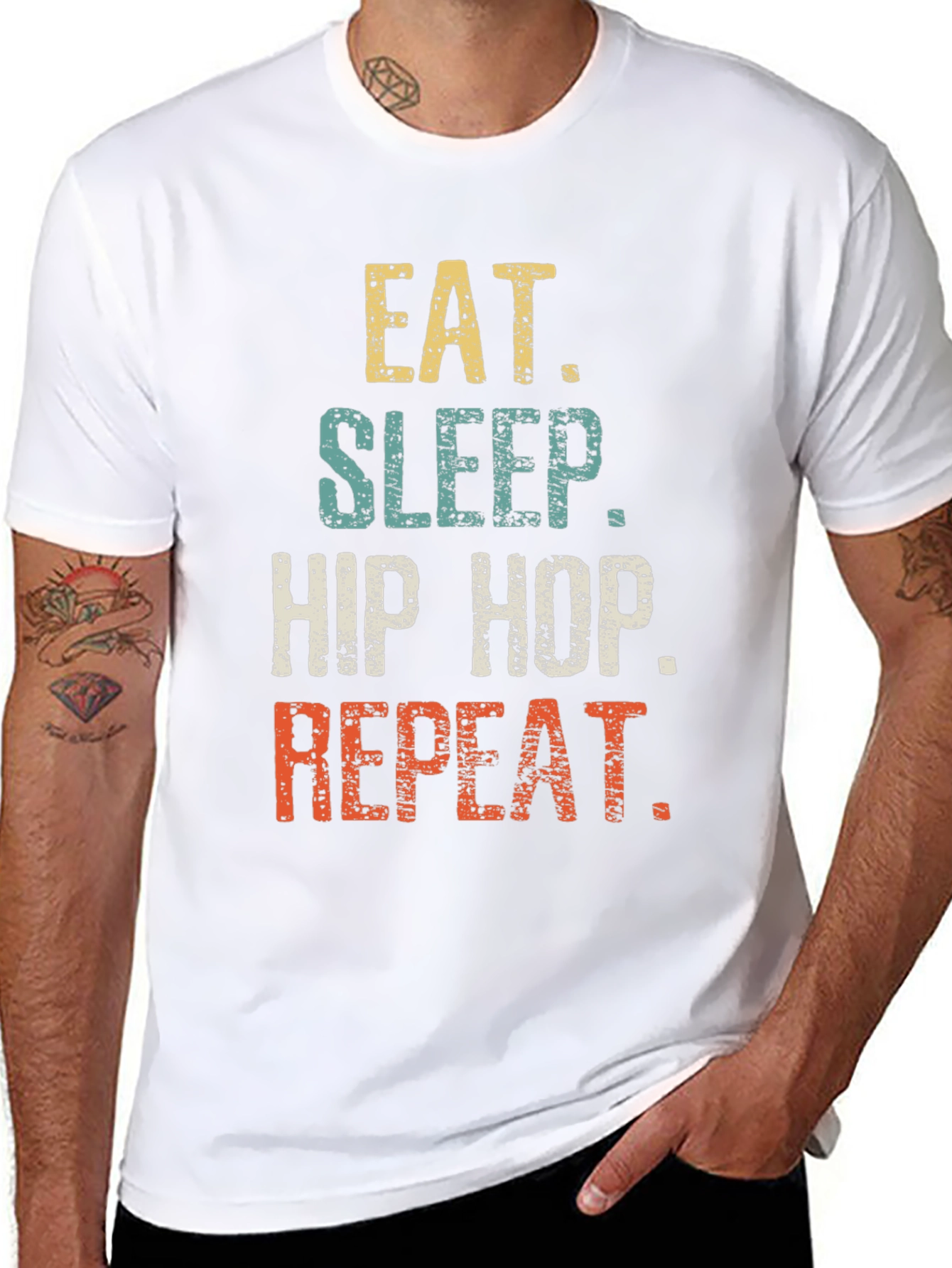 Eat Sleep Hip Hop Repeat Black Graphic Tee