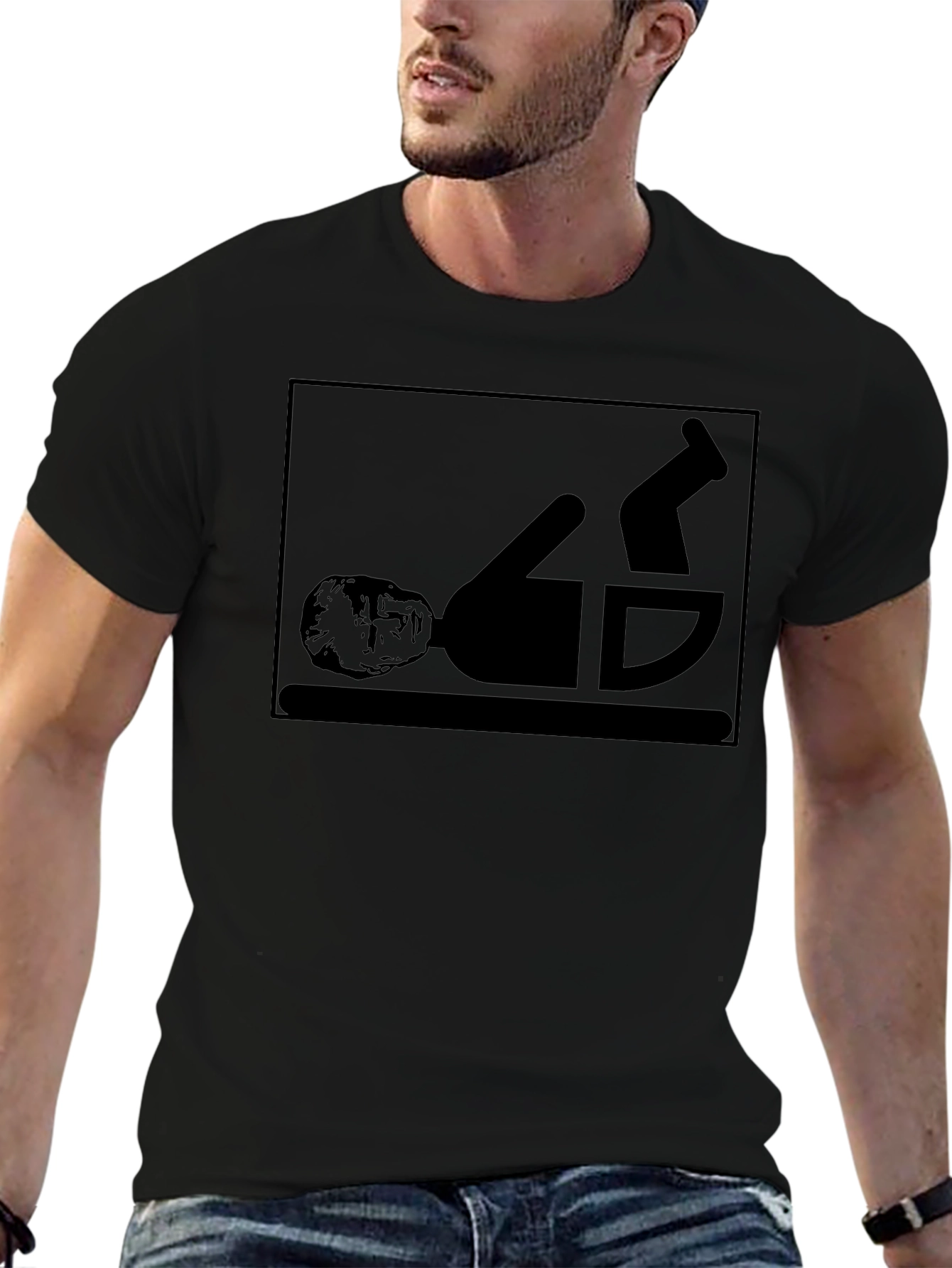 Funny Upside Down Man in Cup Graphic T-Shirt