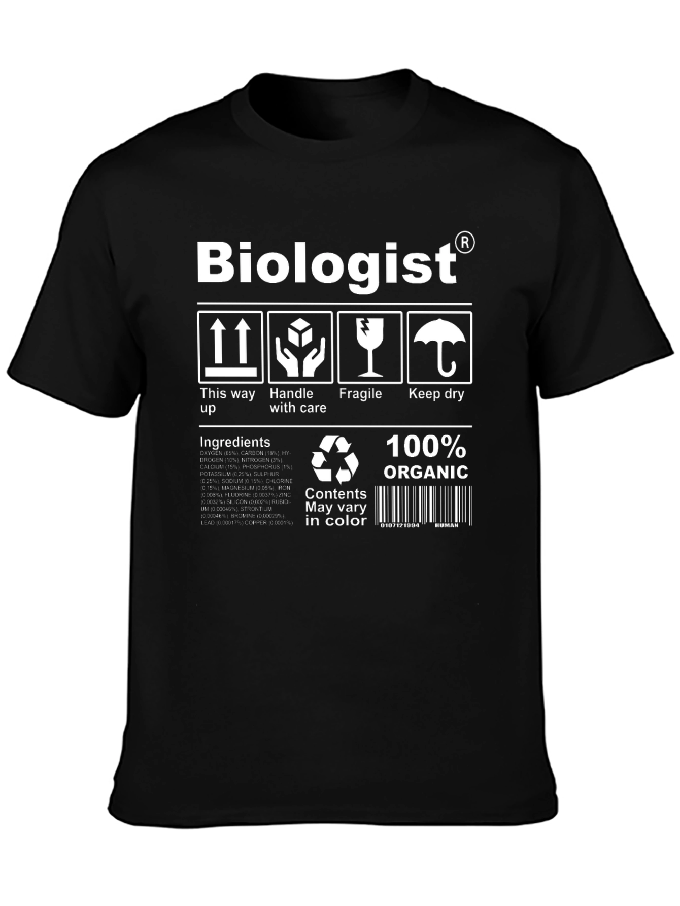 Biologist Organic Black T-Shirt
