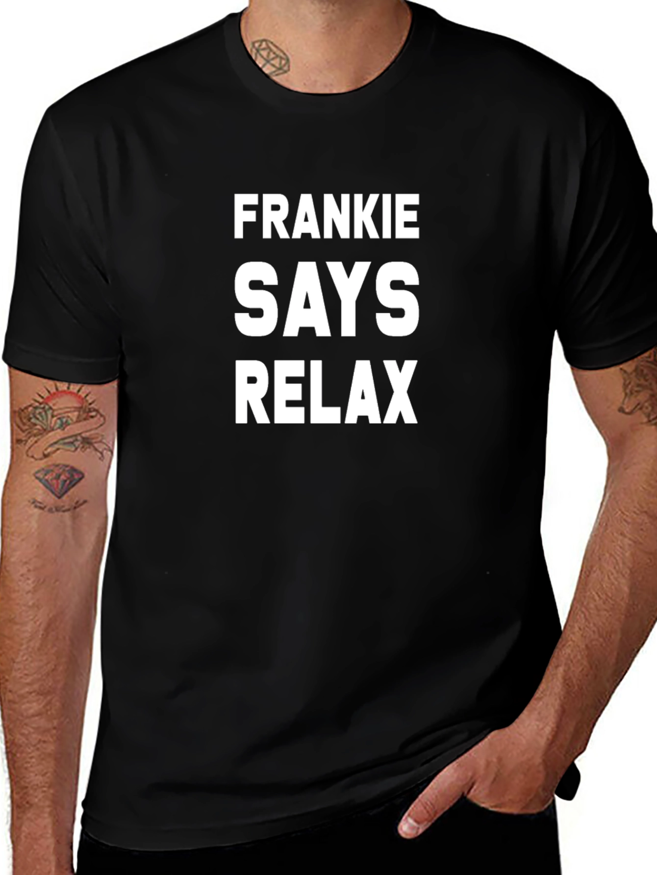 Frankie Says Relax Graphic Tee - Black Cotton T-Shirt