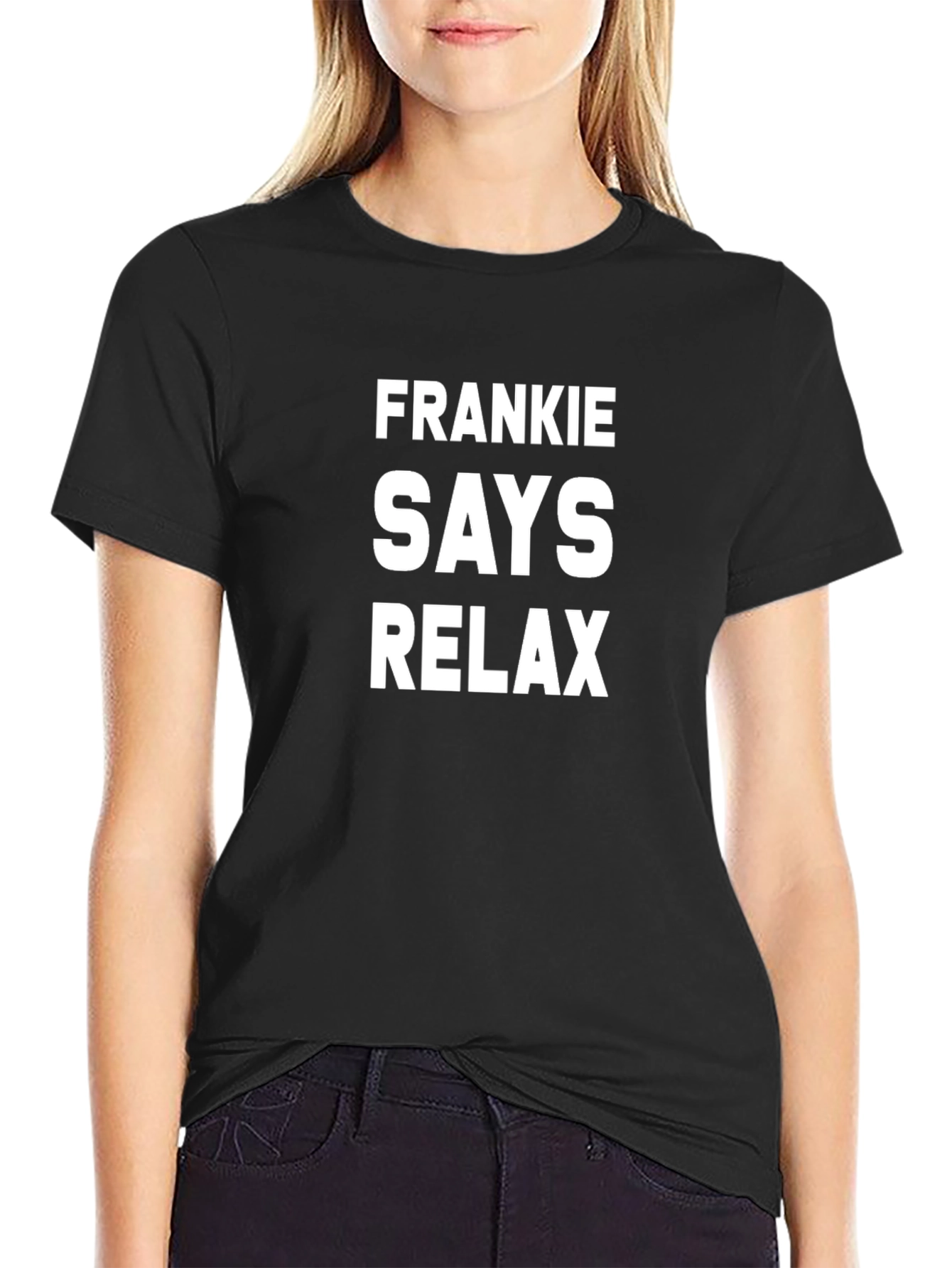 Frankie Says Relax Graphic Tee - Black Cotton T-Shirt