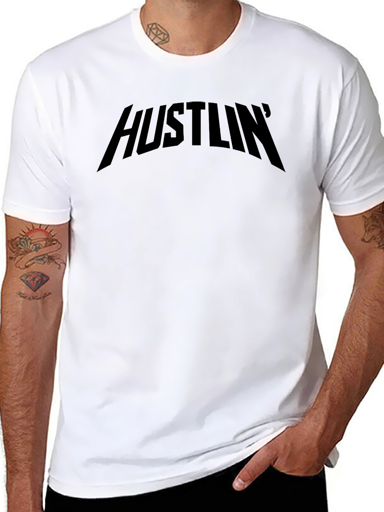 Hustlin Black Graphic Tee - Mens Short Sleeve