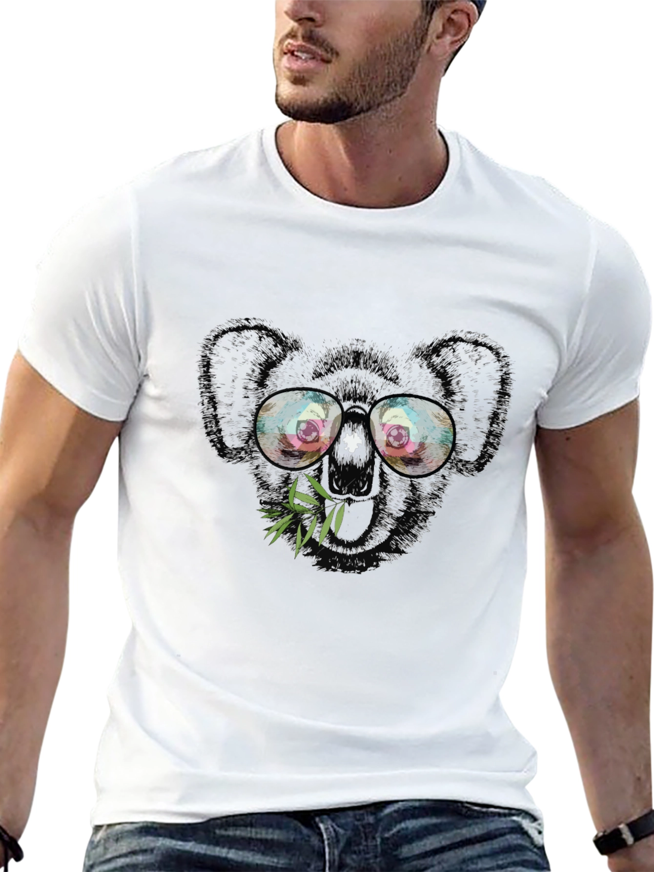 Cool Koala Graphic Tee - Black Cotton T-Shirt