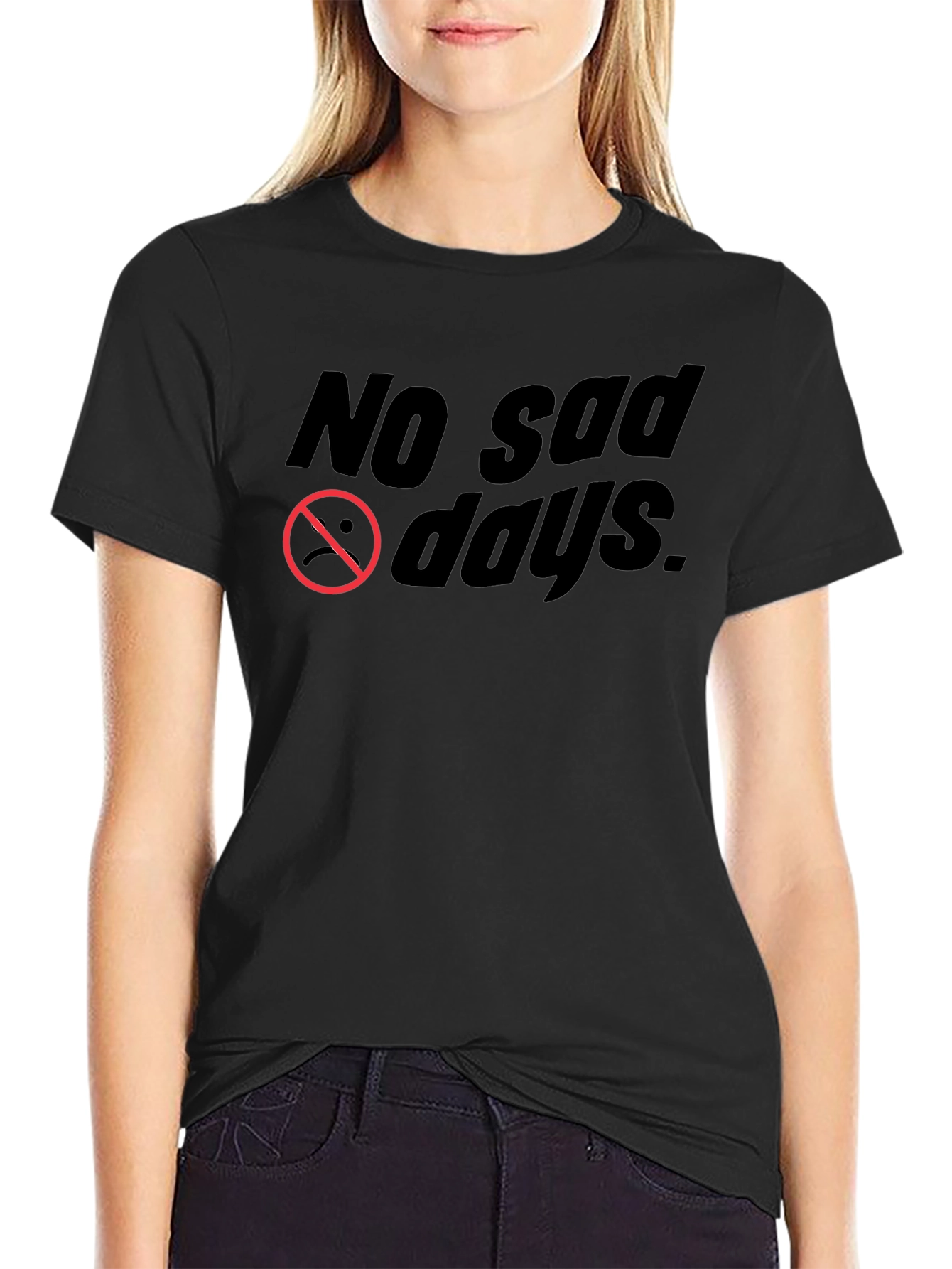 No Sad Days Black Graphic Tee