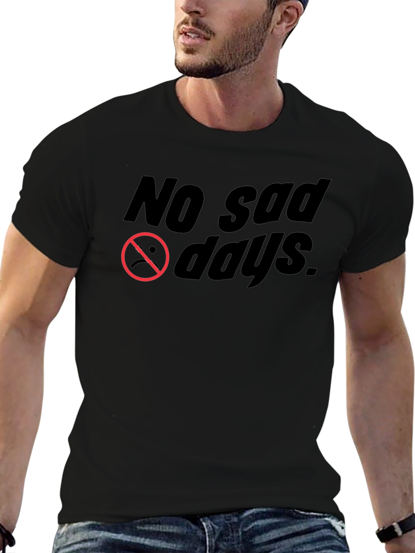 No Sad Days Black Graphic Tee