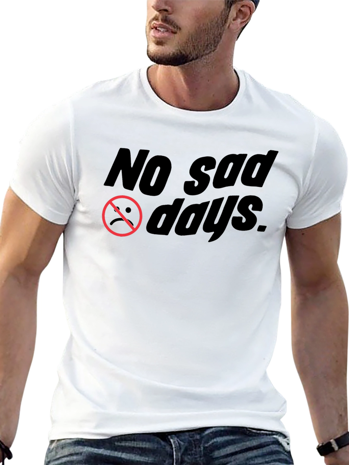 No Sad Days Black Graphic Tee