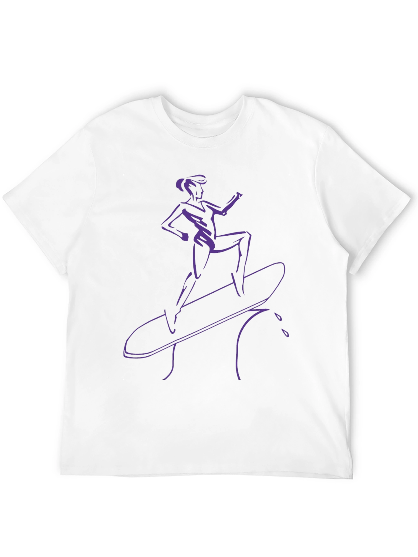 Surfer Girl Tee - Black T-Shirt with Purple Graphic