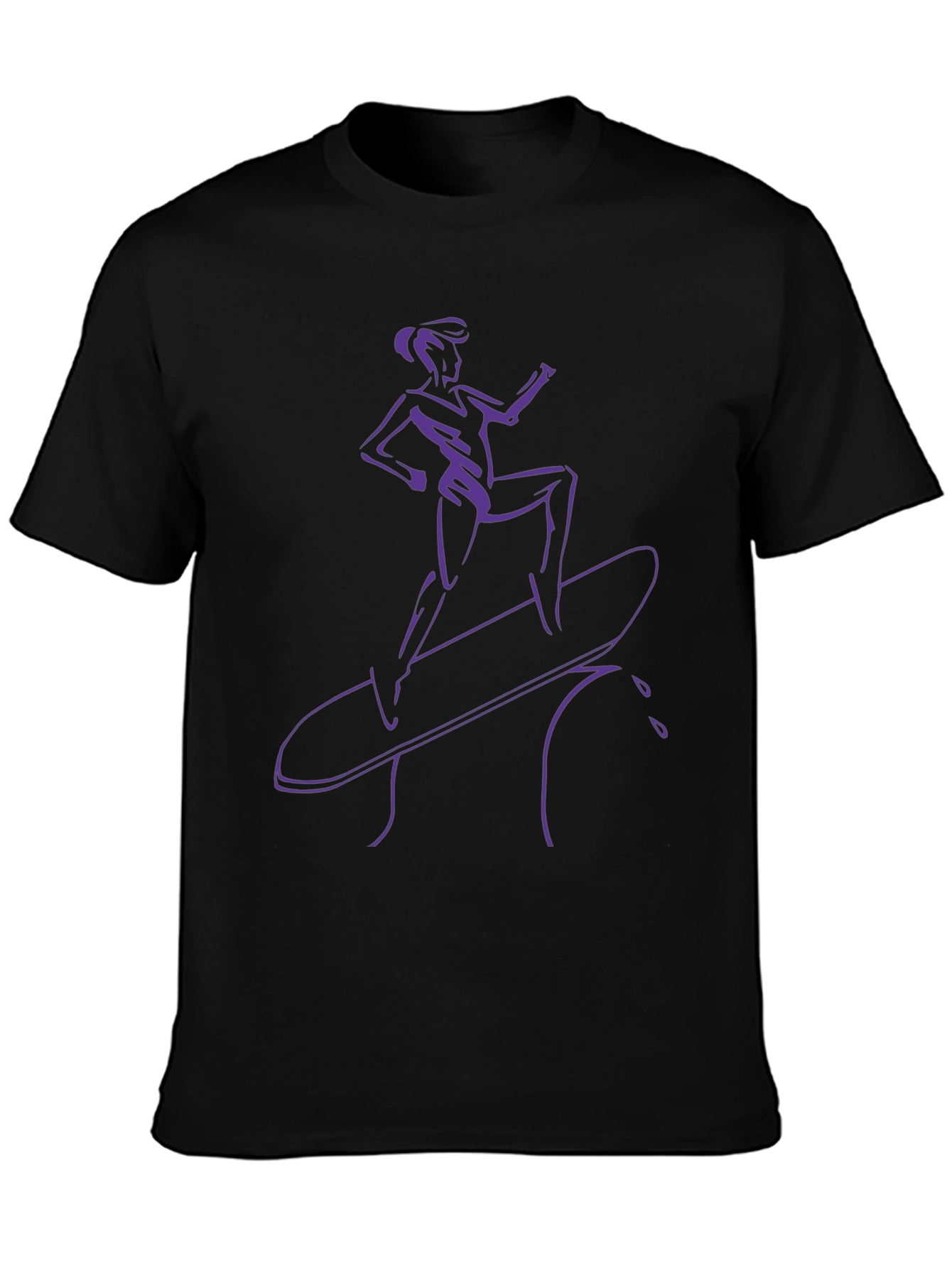 Surfer Girl Tee - Black T-Shirt with Purple Graphic