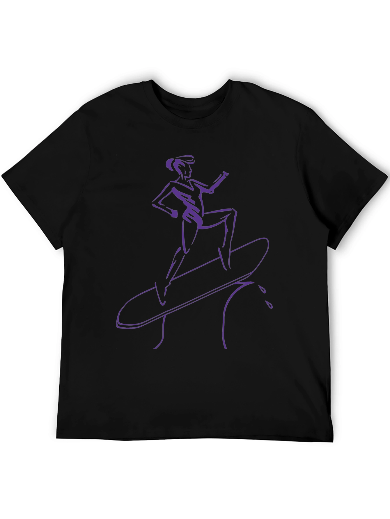 Surfer Girl Tee - Black T-Shirt with Purple Graphic