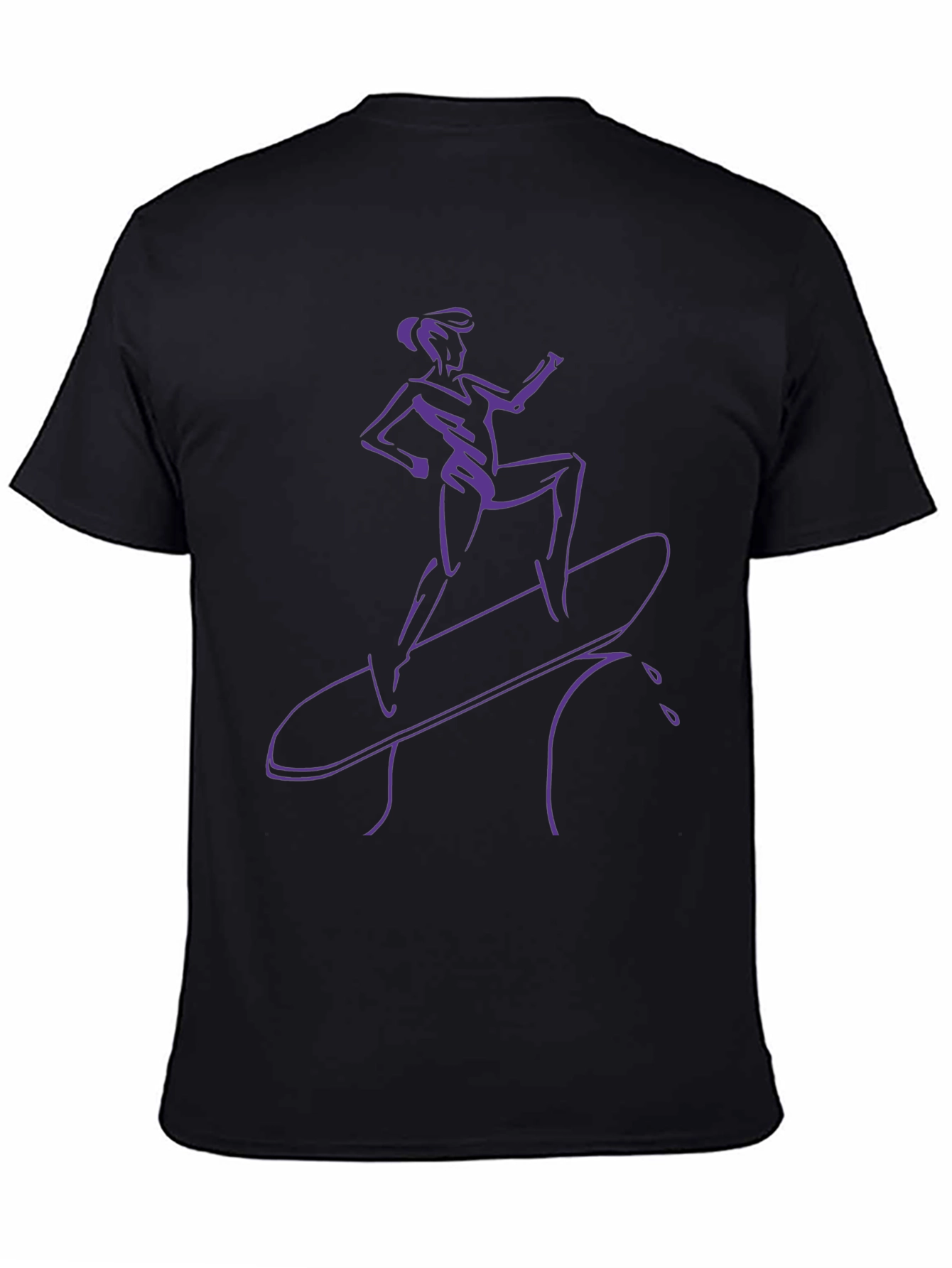 Surfer Girl Tee - Black T-Shirt with Purple Graphic