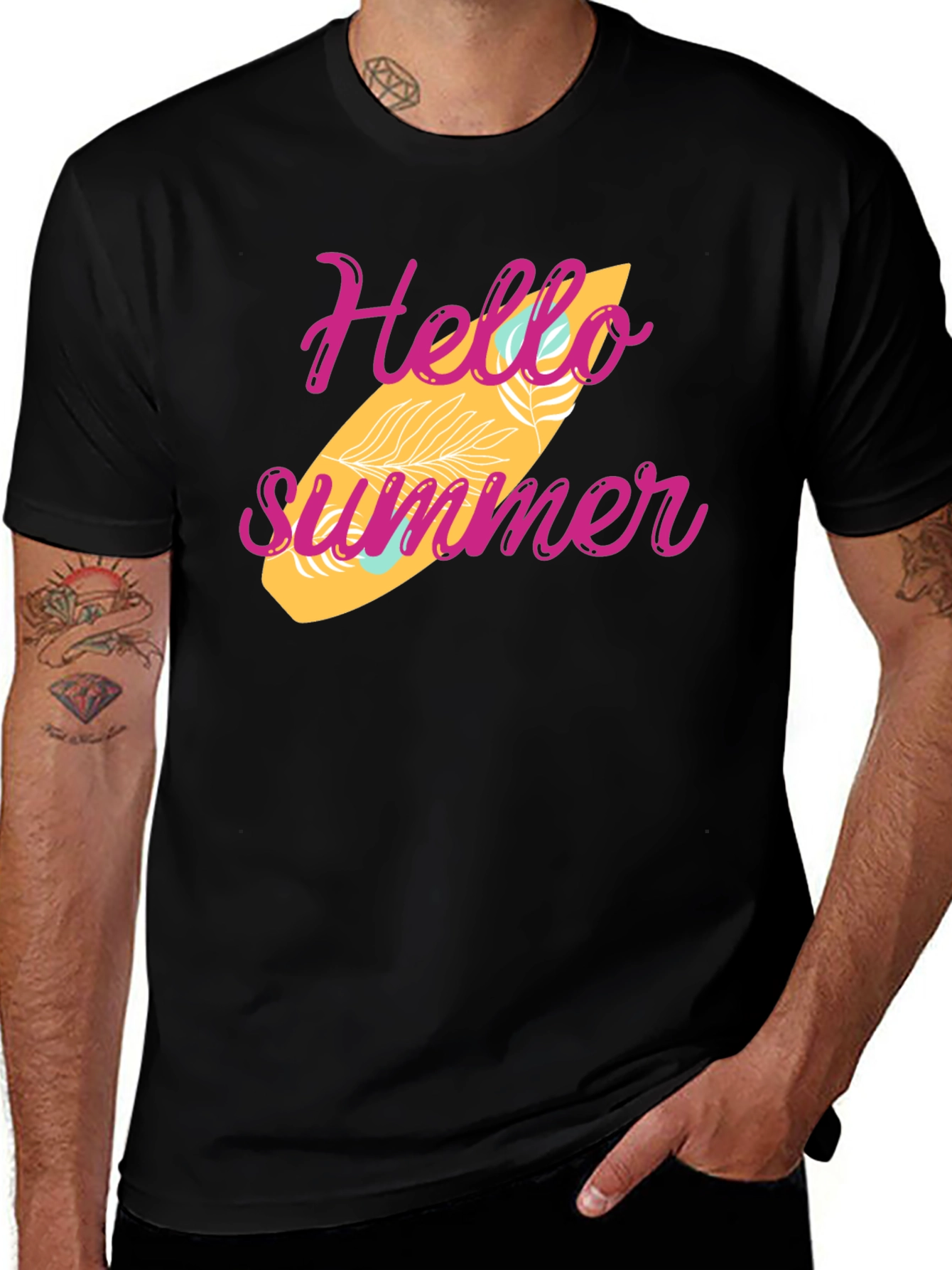 Hello Summer Surfboard Graphic Tee