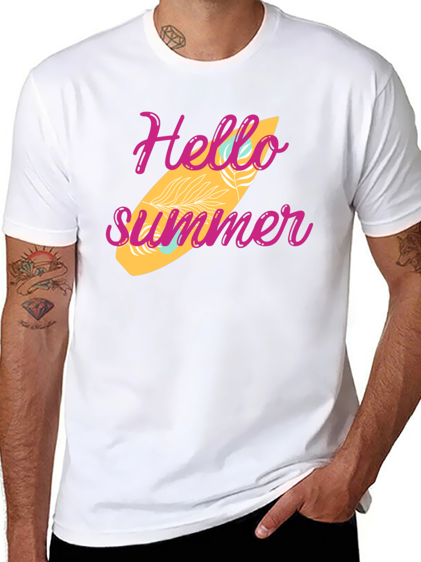 Hello Summer Surfboard Graphic Tee
