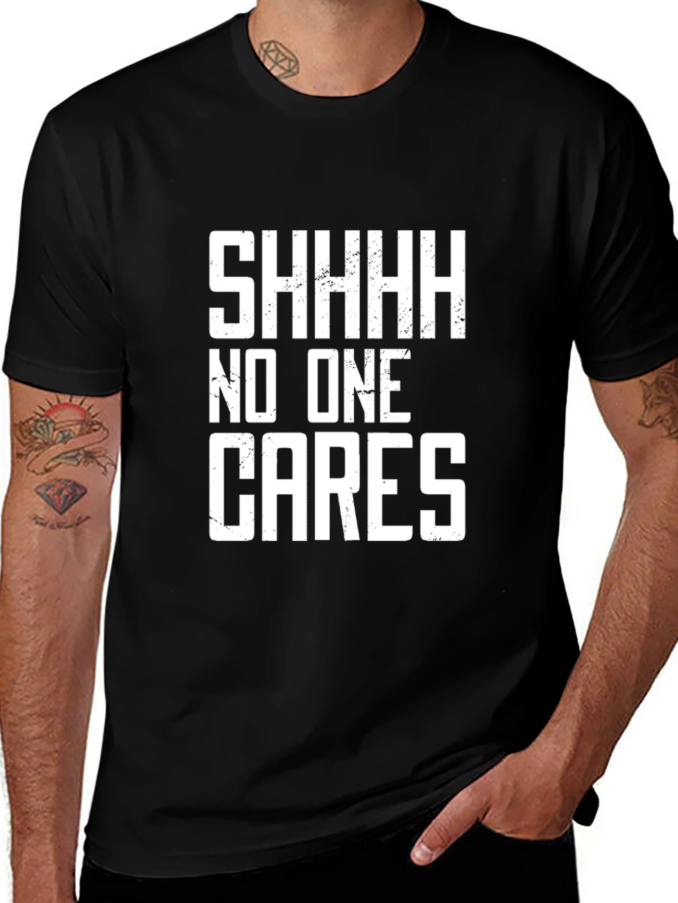 SHHH No One Cares Graphic Tee - Black