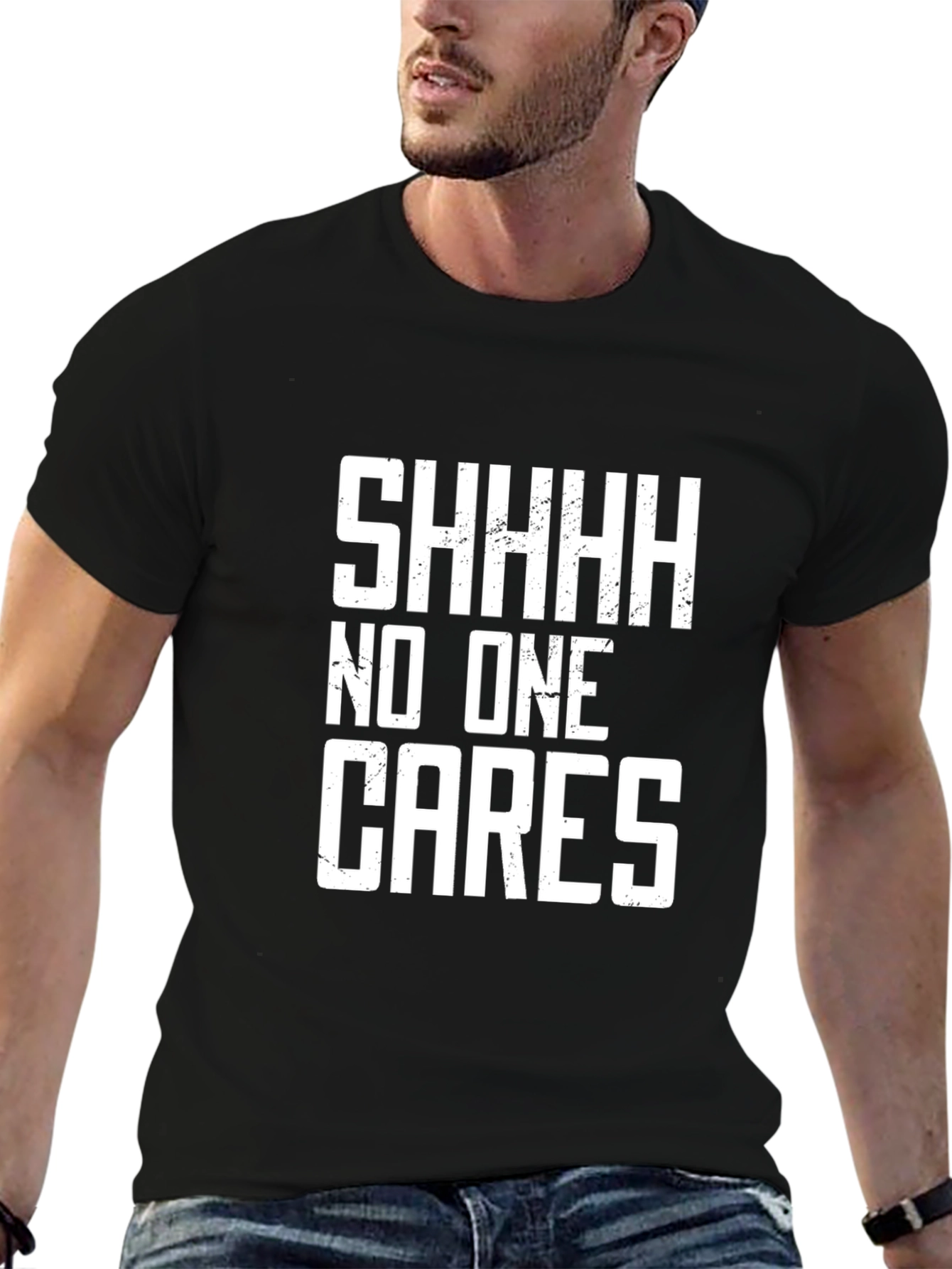 SHHH No One Cares Graphic Tee - Black