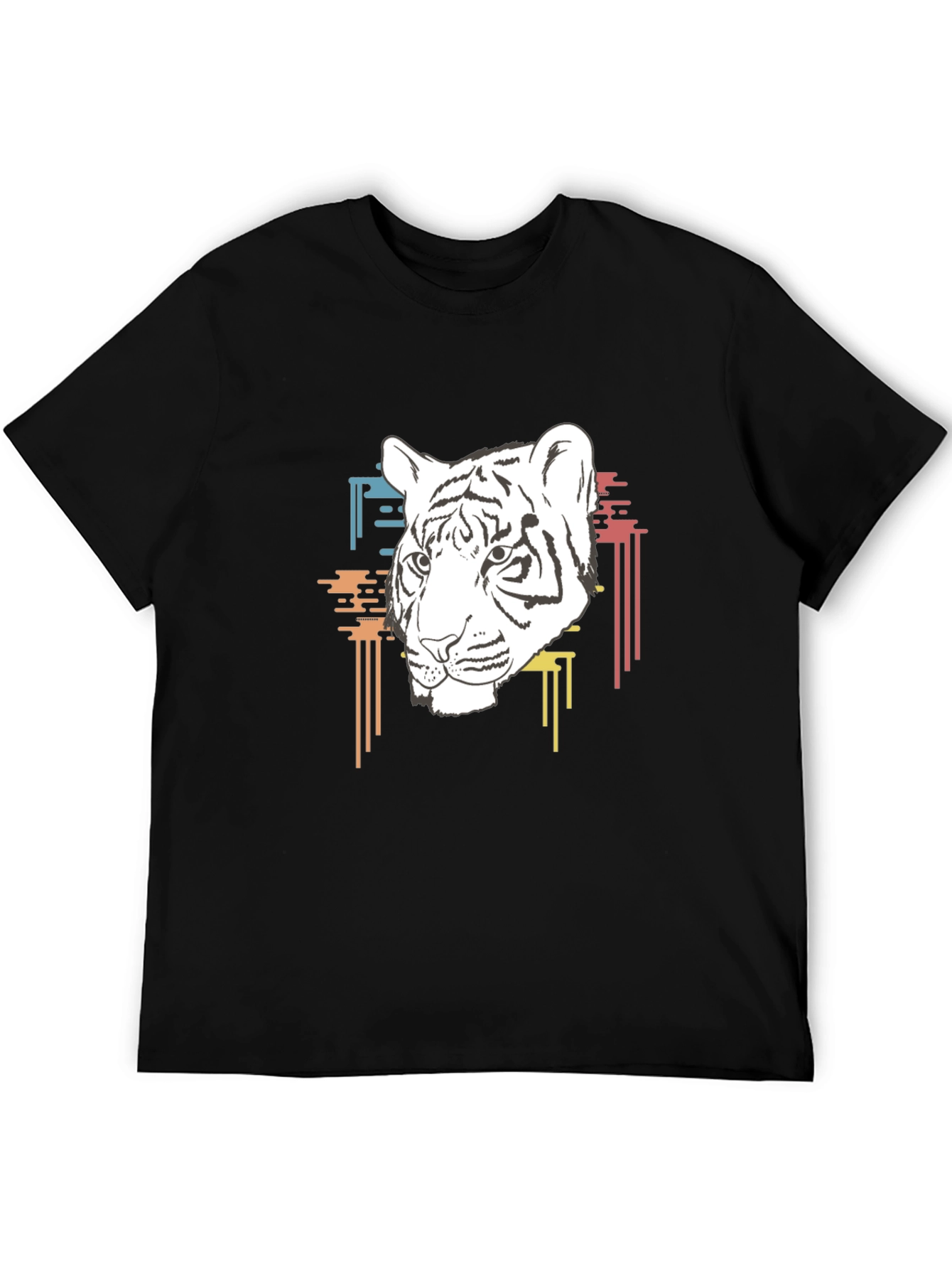 Cool Black T-Shirt with White Tiger Graphic