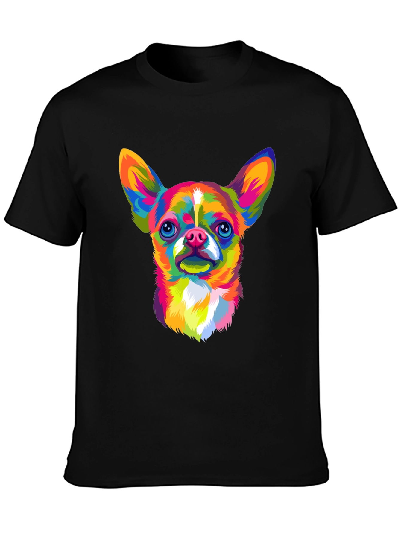 Vibrant Chihuahua Graphic Black T-Shirt