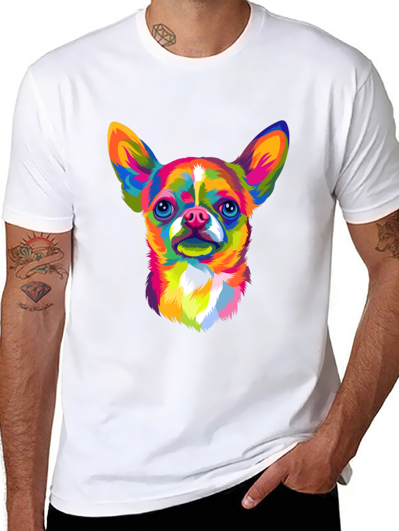 Vibrant Chihuahua Graphic Black T-Shirt