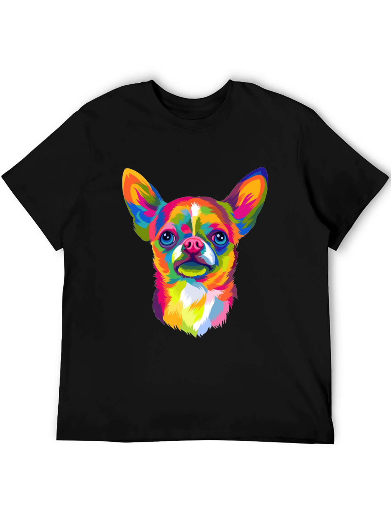 Vibrant Chihuahua Graphic Black T-Shirt