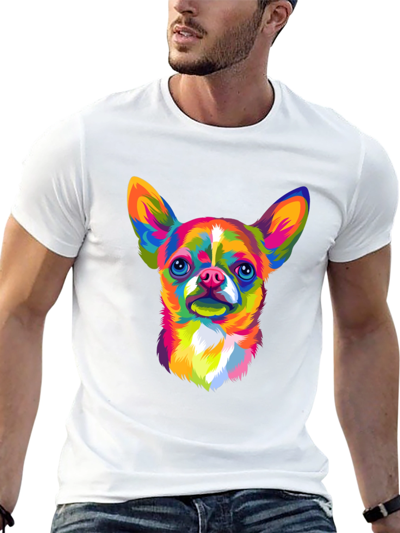 Vibrant Chihuahua Graphic Black T-Shirt