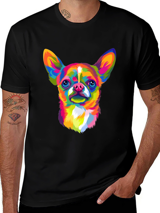 Vibrant Chihuahua Graphic Black T-Shirt