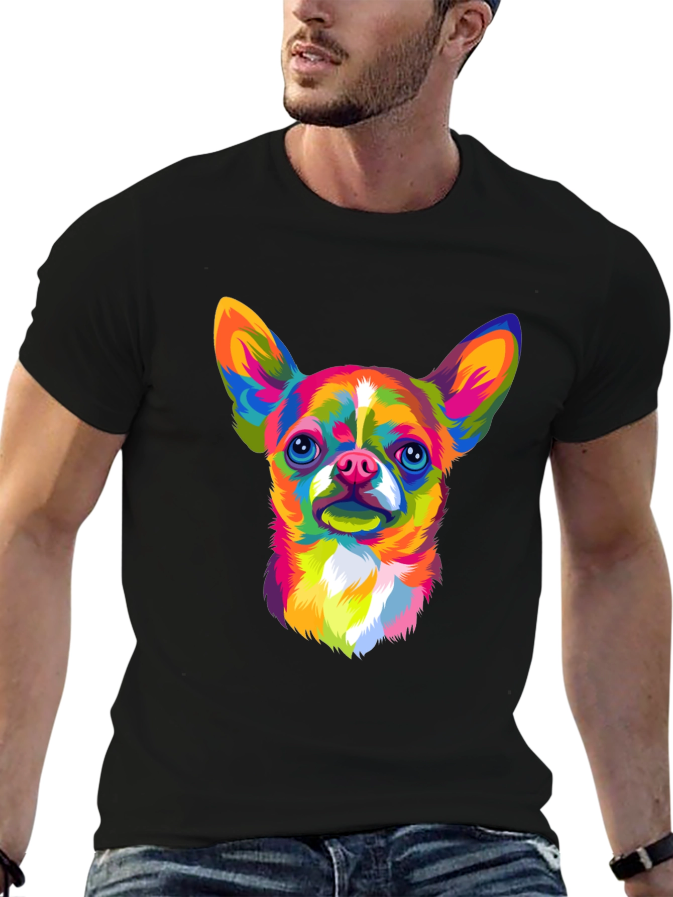 Vibrant Chihuahua Graphic Black T-Shirt