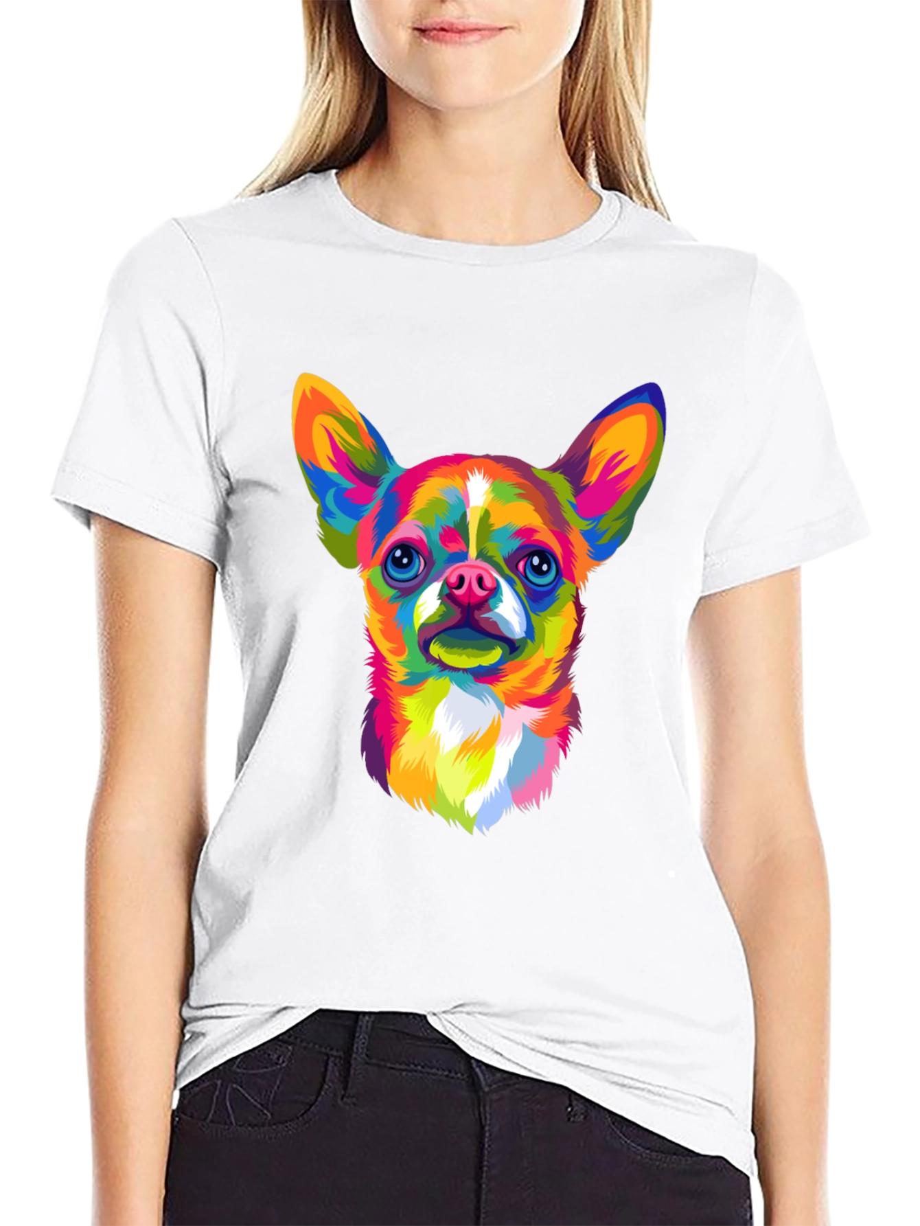 Vibrant Chihuahua Graphic Black T-Shirt