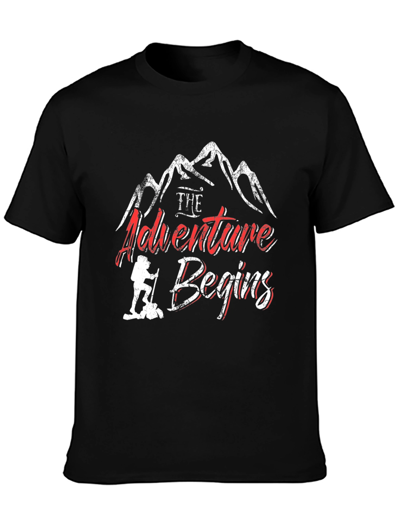 Adventure Begins Black Graphic T-Shirt
