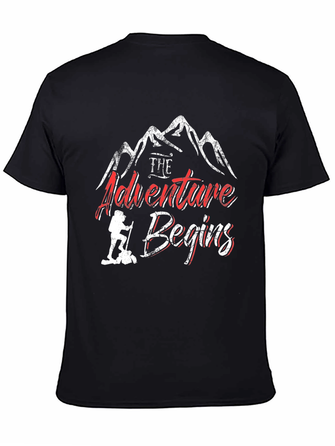 Adventure Begins Black Graphic T-Shirt