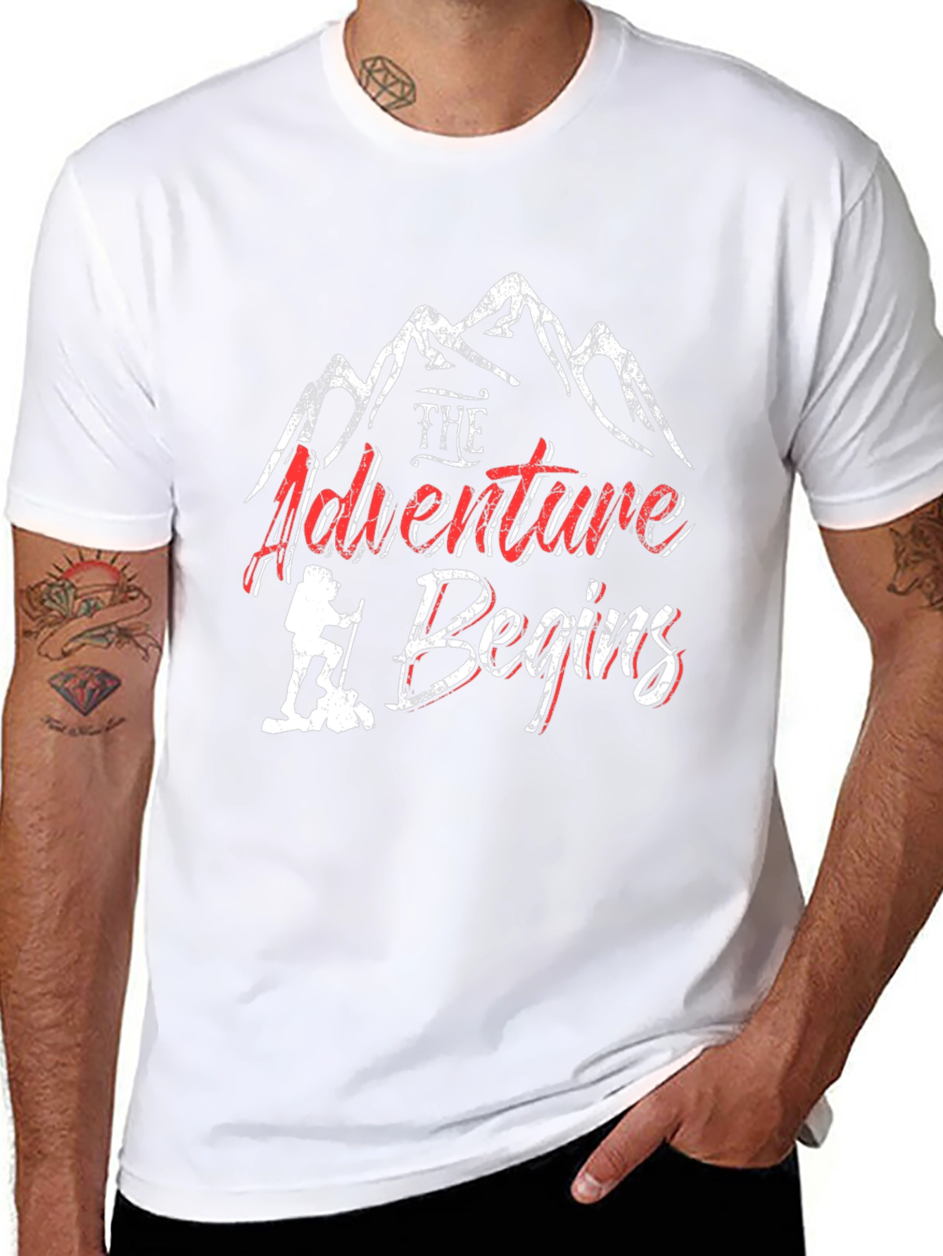 Adventure Begins Black Graphic T-Shirt