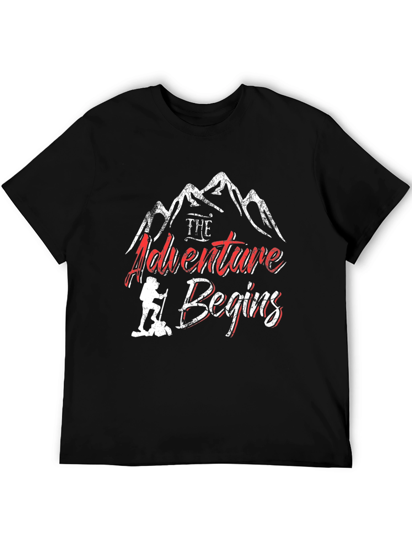 Adventure Begins Black Graphic T-Shirt