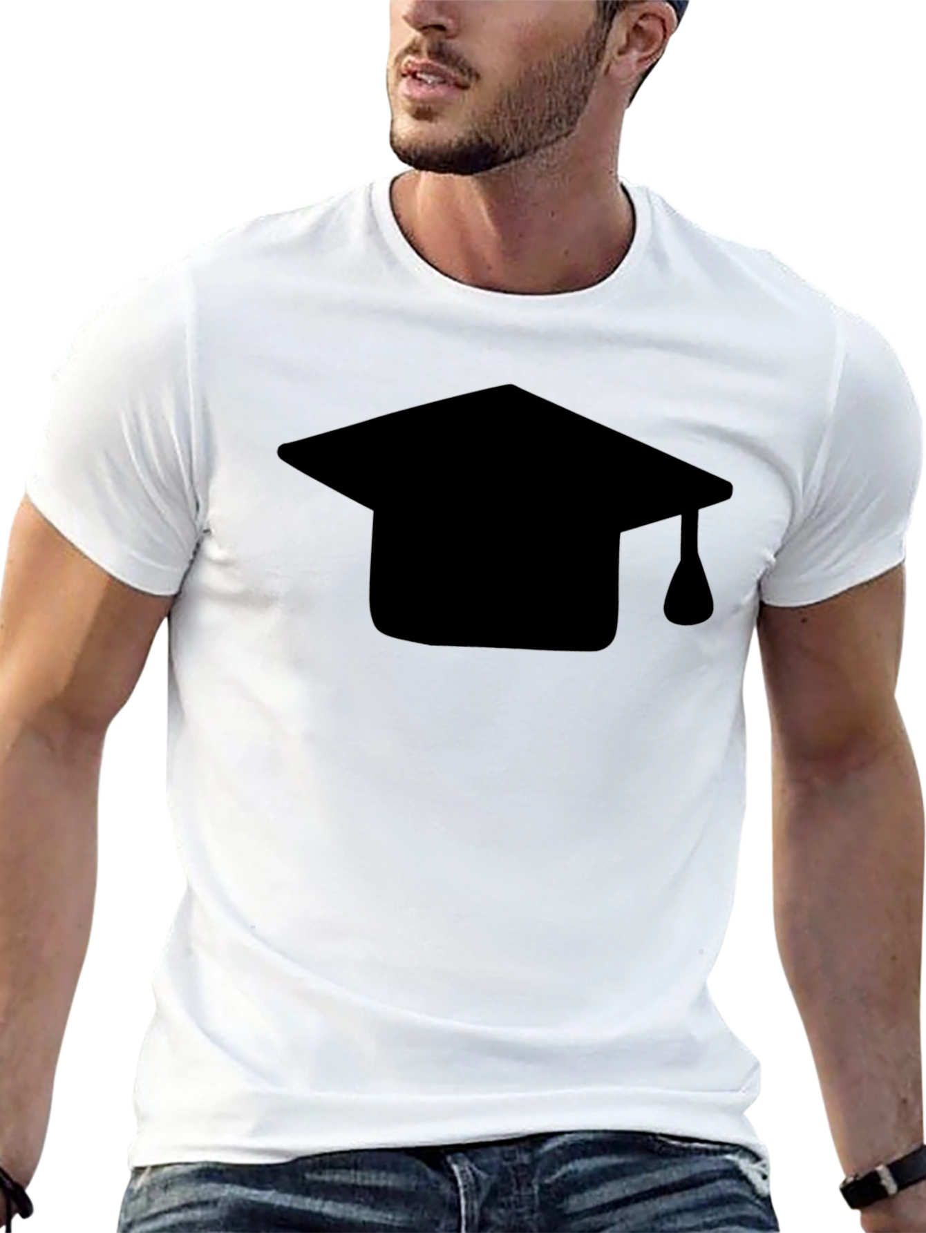 Graduation Cap Graphic Tee - Black