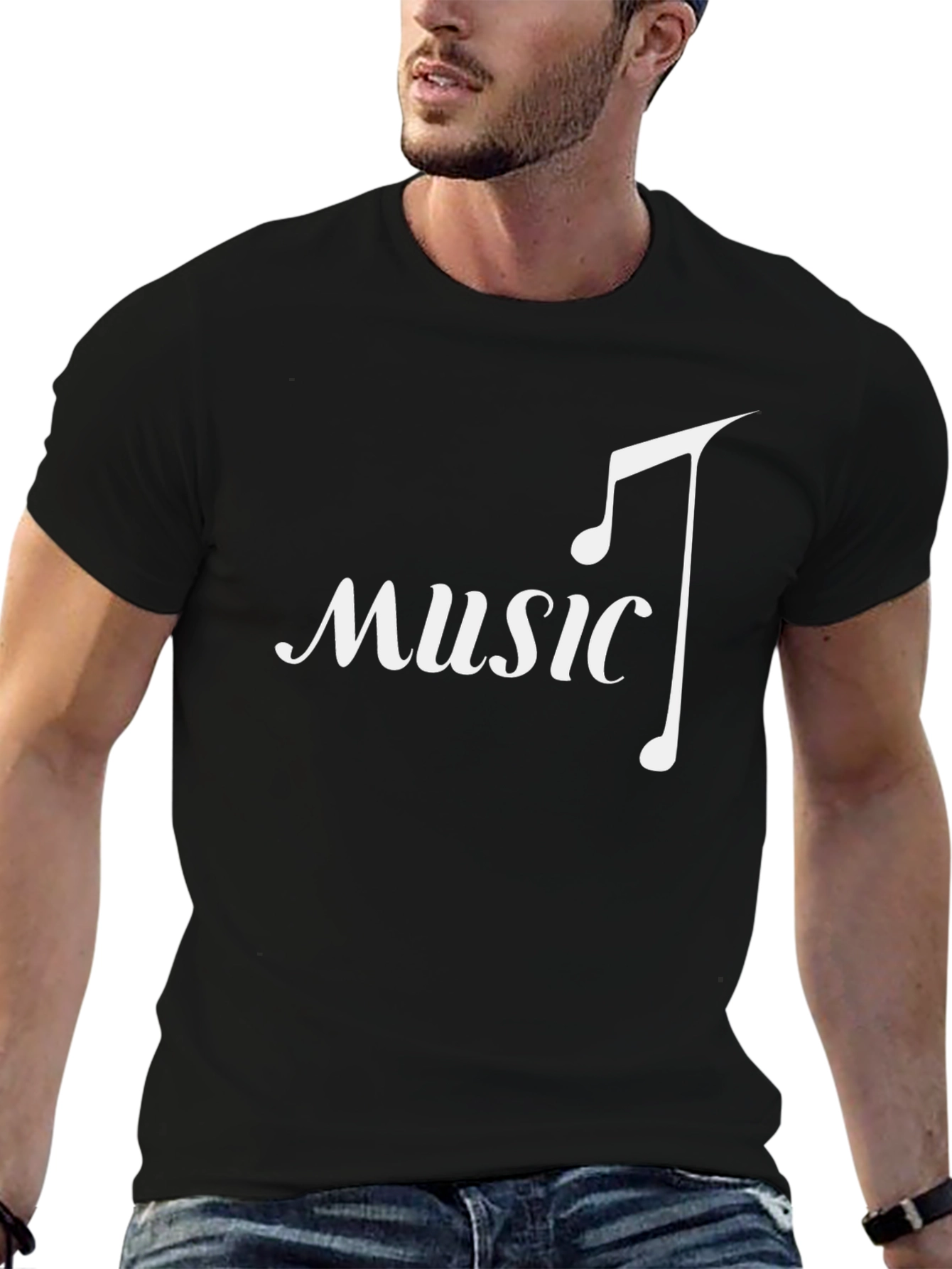 Music Note Graphic Tee - Stylish Black T-Shirt