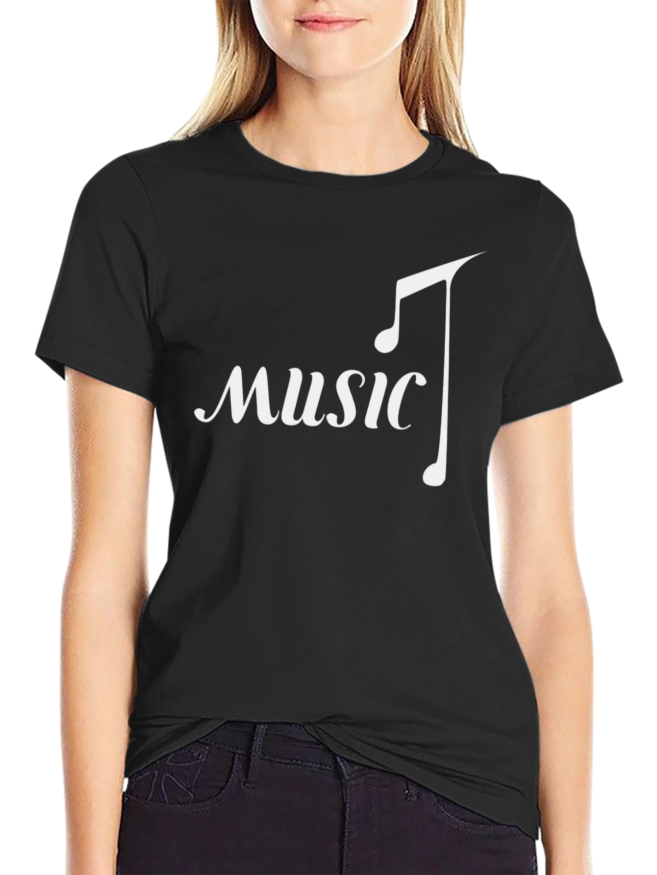 Music Note Graphic Tee - Stylish Black T-Shirt