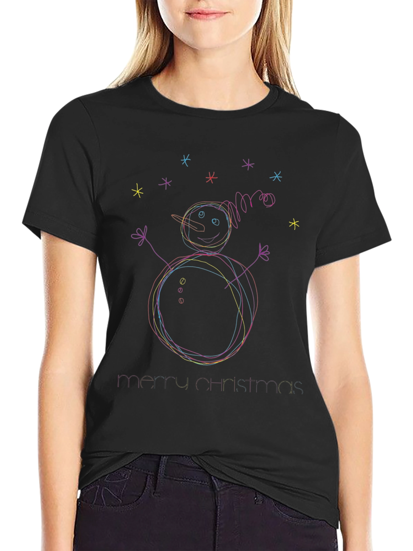 Festive Snowman Scribble Tee - Holiday Cheer!